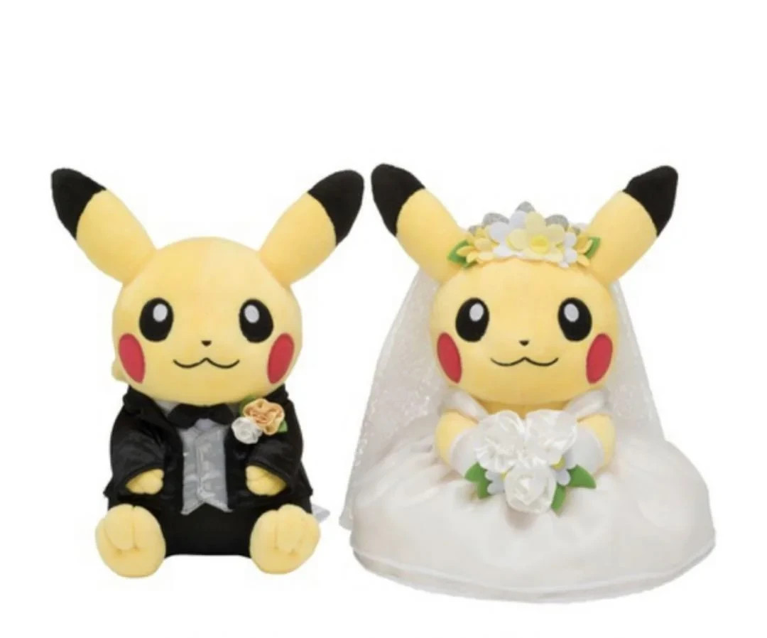 Pokemon Center Pikachu Wedding Gift Plush Doll Male and Female Pair Set of 2