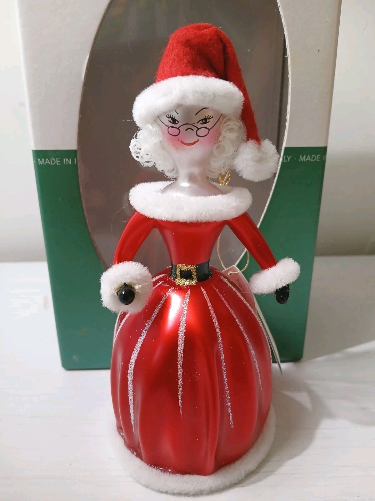 Soffieria De Carlini Mrs. Claus Ornament Hand Blown Glass Made In Italy NOS