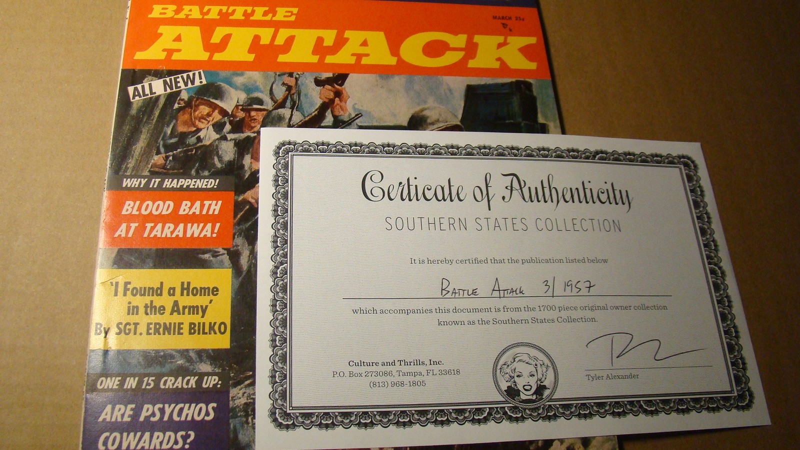 MEN\'S ADVENTURE MAG - BATTLE ATTACK 1 *HI-GR* SOUTHERN STATES PEDIGREE 1957