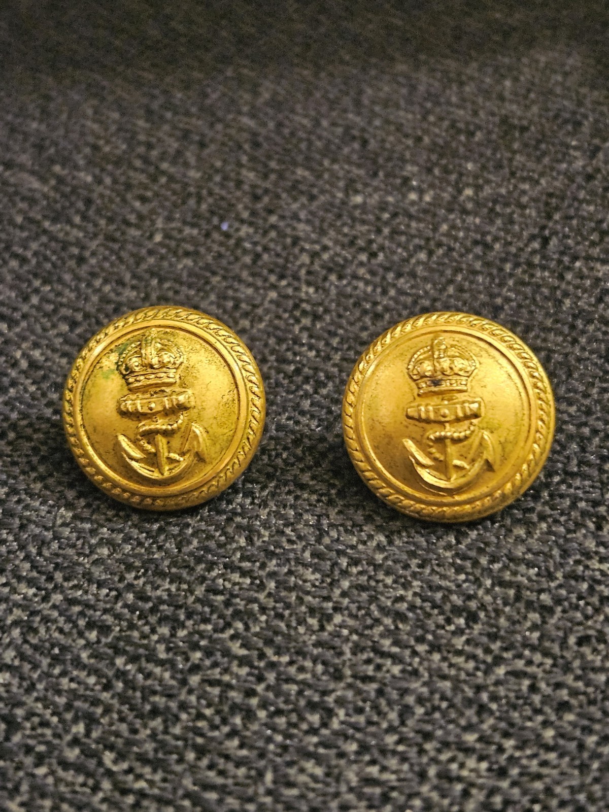 2 Vintage British Gieves Navy Buttons 16mm