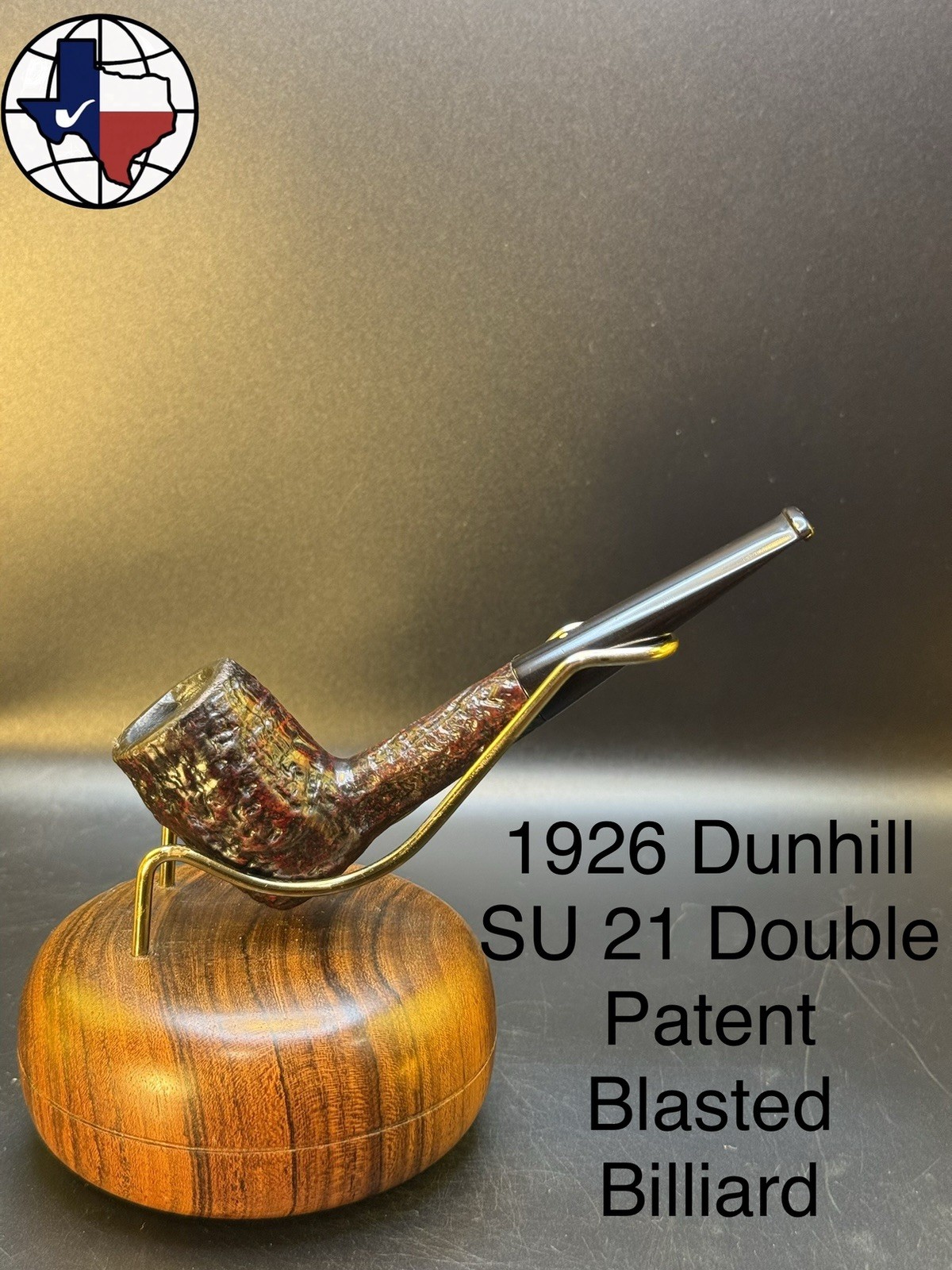 Vintage 1926 Dunhill SU 21 Double Patent Blasted Billiard Tobacco Pipe