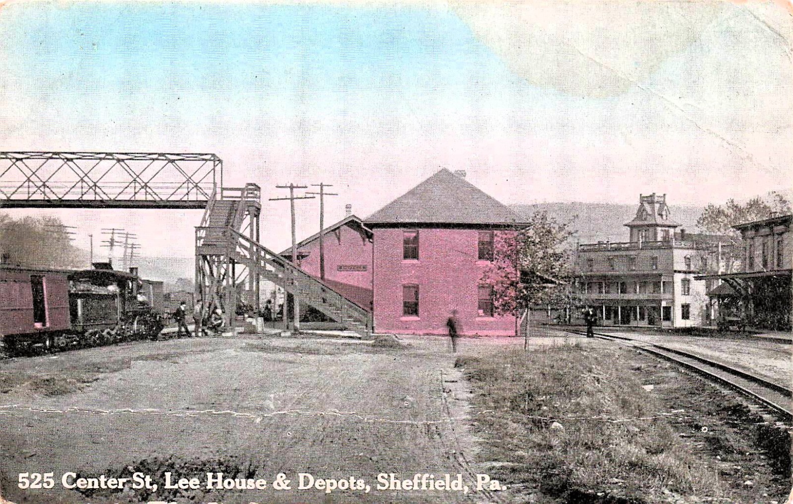Sheffield Pennsylvania PA Train Railroad Station Depot Le House Vtg Postcard F61
