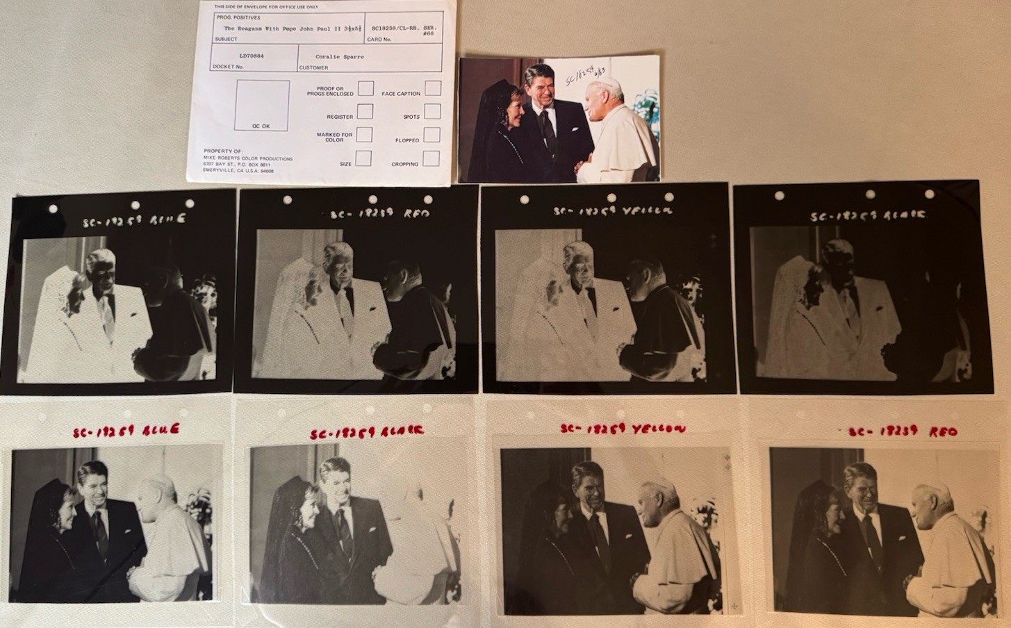 Reagan Pope John Paul II 1982 Vatican Postcard Production Archive Proofs