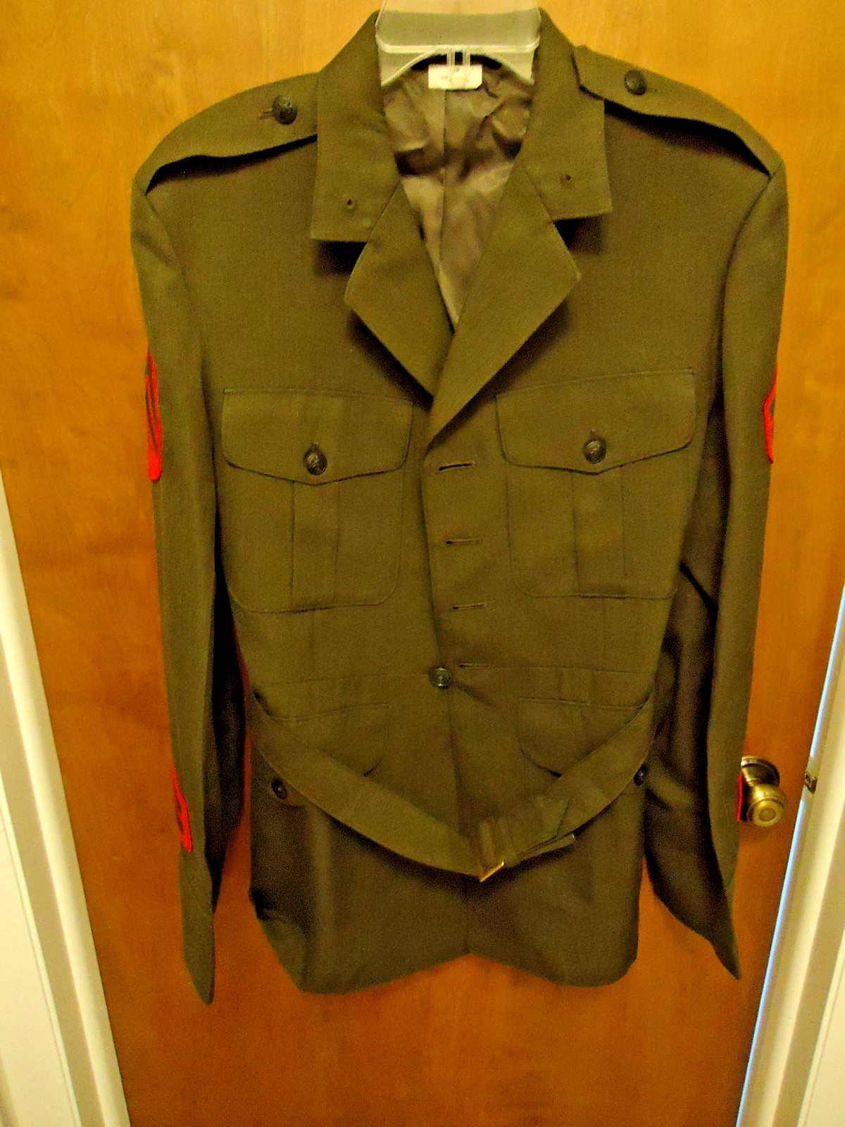VINTAGE USMC US Marine Corps Serge Green Uniform Tunic Coat Jacket USMC Sz 43R