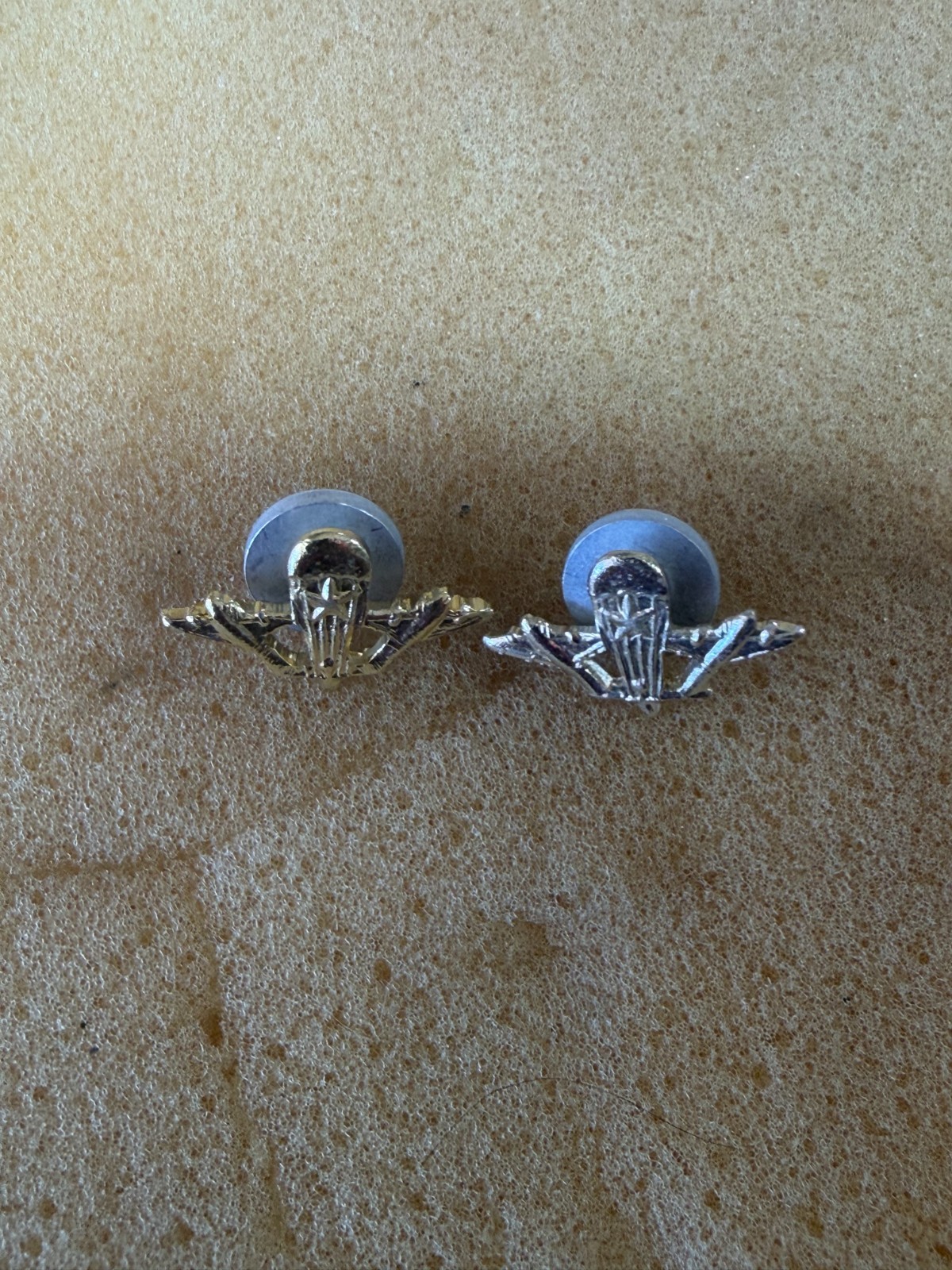Vintage Soviet USSR Airborne Paratrooper Insignia Pins Gold Silver Pair