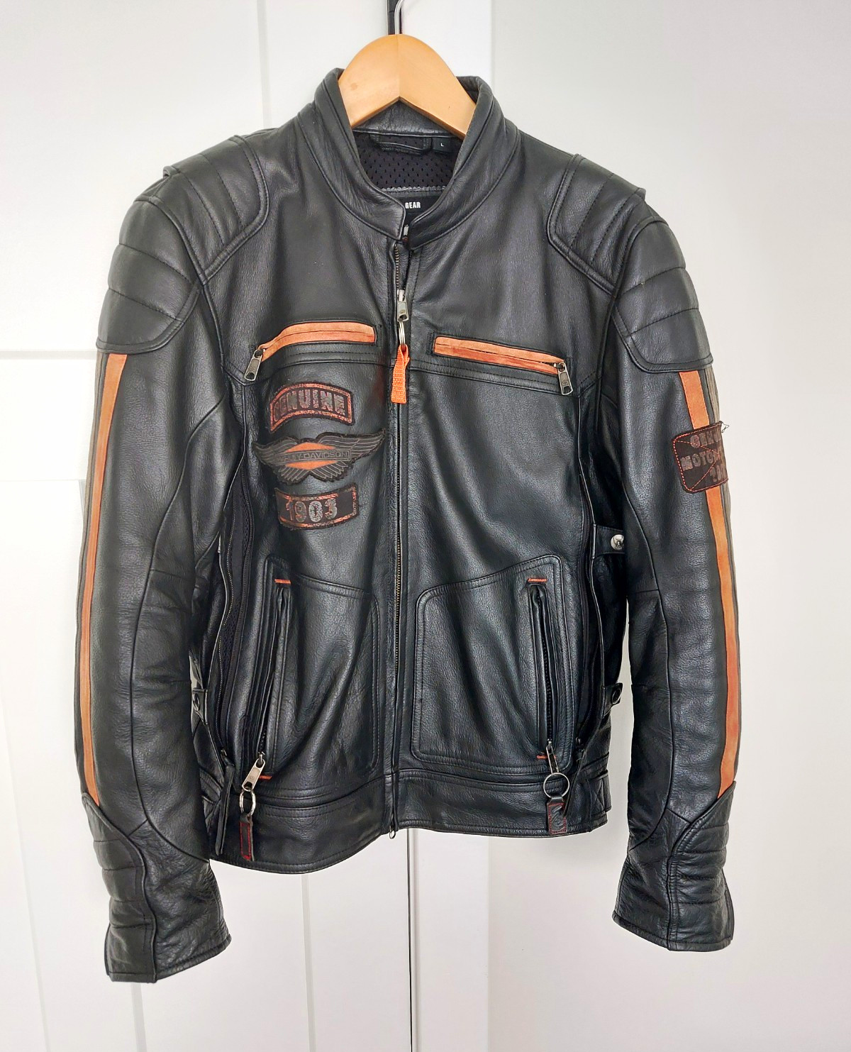 Harley-Davidson Genuine MotorClothes Leather Riding Jacket Black Mens Siz Large