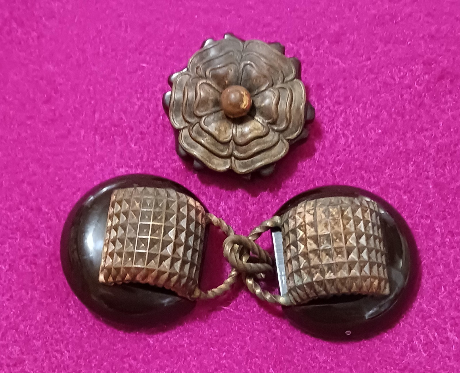 Antique Vintage Bakelite 2-Piece Cloak Fastener Button Lot-Victorian/Art Deco