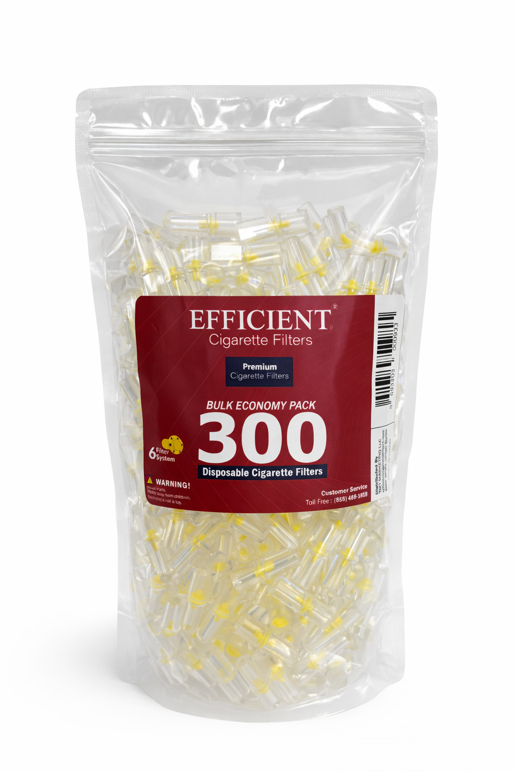 NEW EFFICIENT® Premium Cigarette Filters 6 holes Bulk Economy Pack (300 filters)