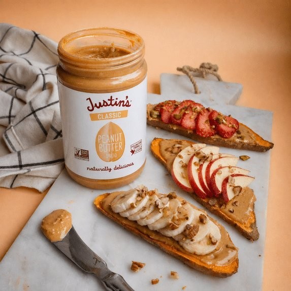 JUSTIN'S Classic Creamy Peanut Butter Spread 28 oz Jar Smooth Peanut Butter