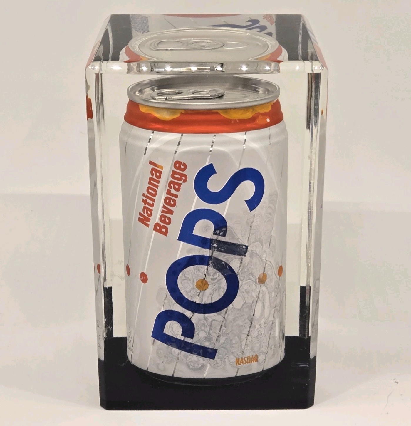 1991 National Beverage POPS NASDAQ Lucite Soda Can Tombstone Wall Street Display