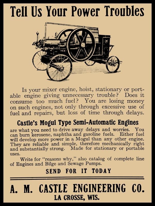 1913 A.M. Castle Engineering Mogul Type Farm Engines New Sign 24x30\