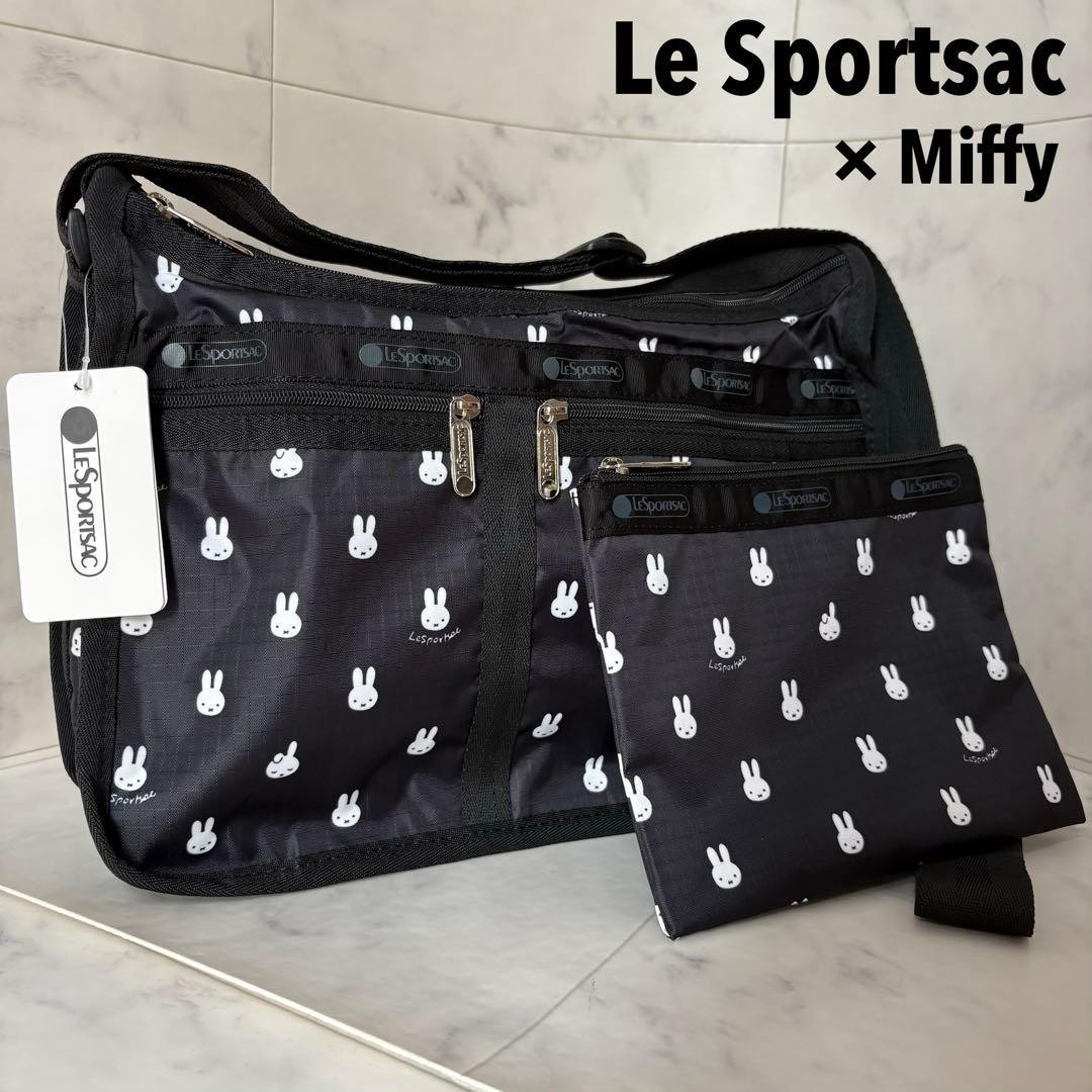 LeSportsac x Miffy Deluxe Everyday Shoulder Bag Black with Pouch New From Japan