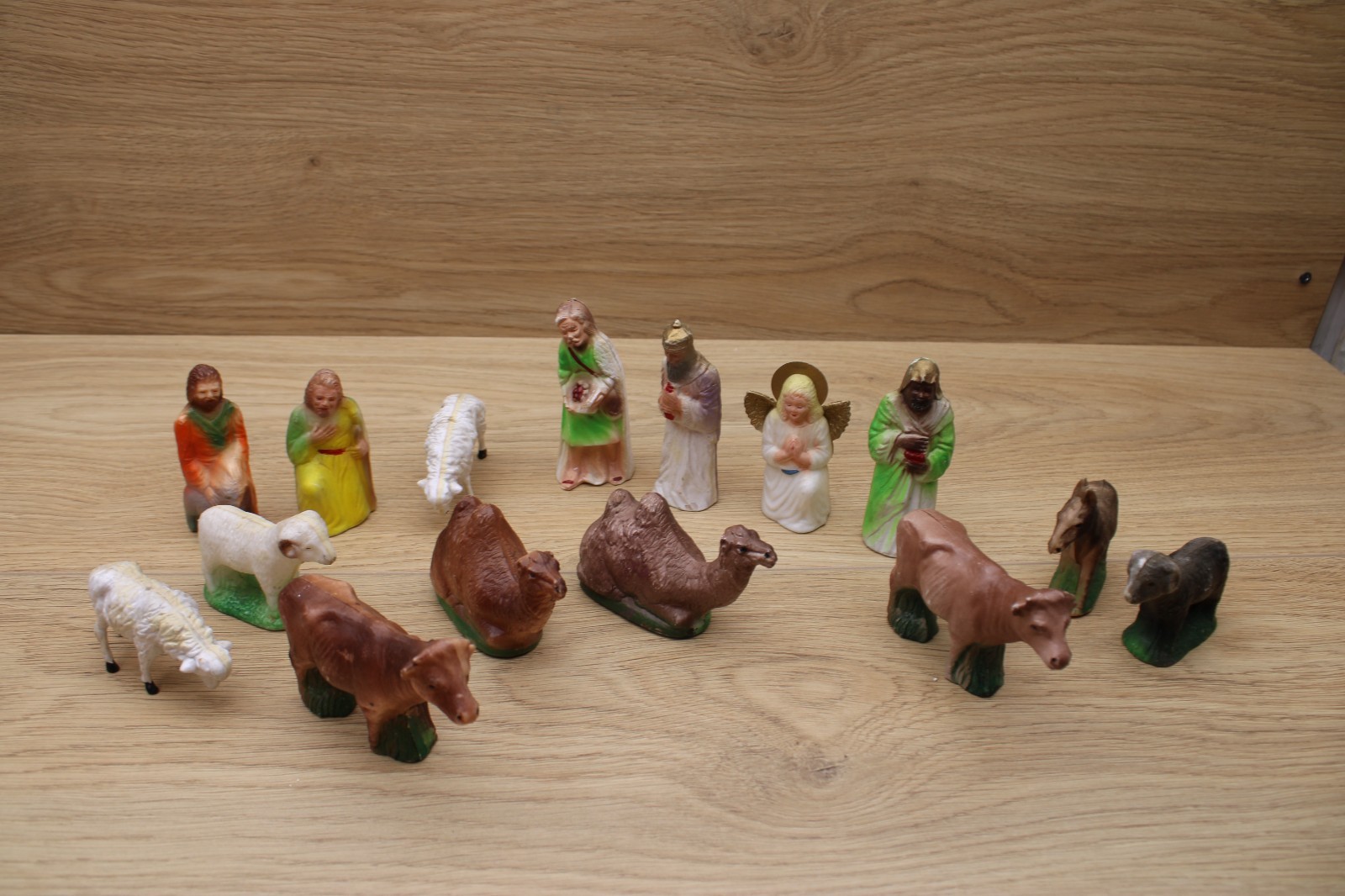 Vintage Hard Plastic Christmas Nativity Figures Animals Camels Sheep Lot