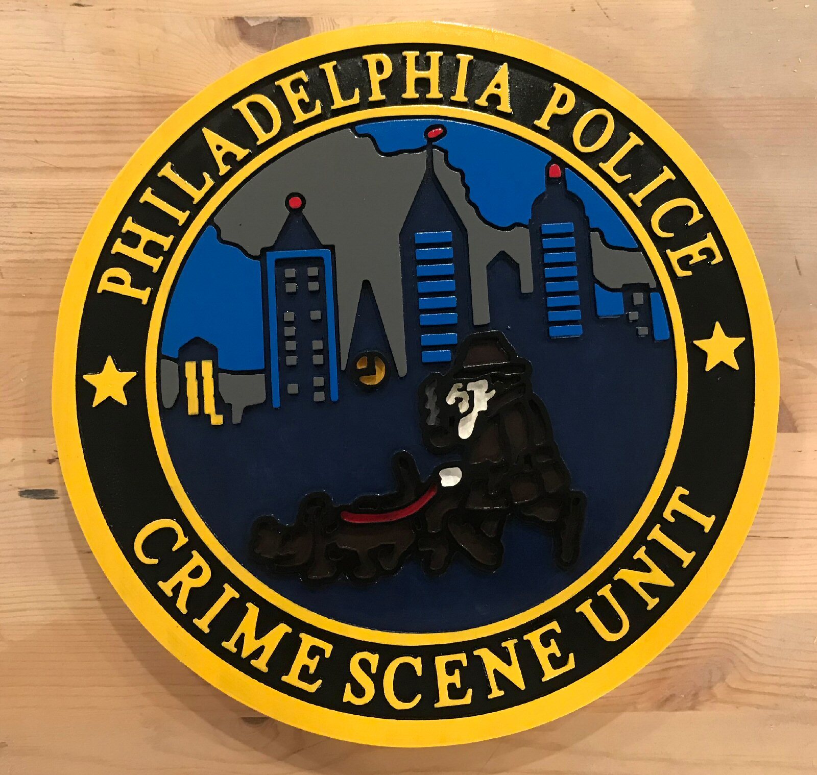  Philadelphia Police Crime Scene 3D routed carved wood patch plaque sign Custom