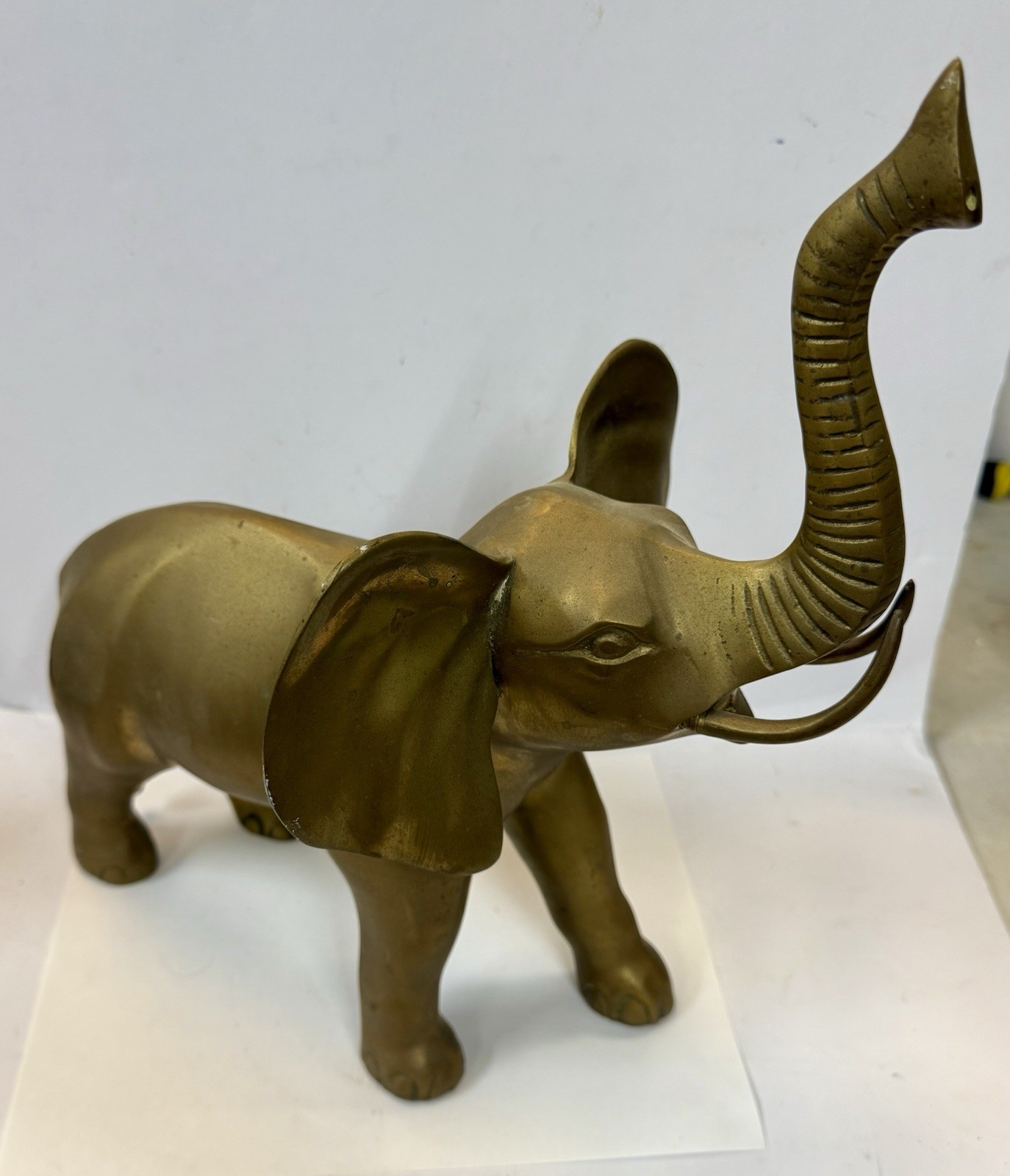 Brass Elephant Statue Trunk Up 14 1/2”