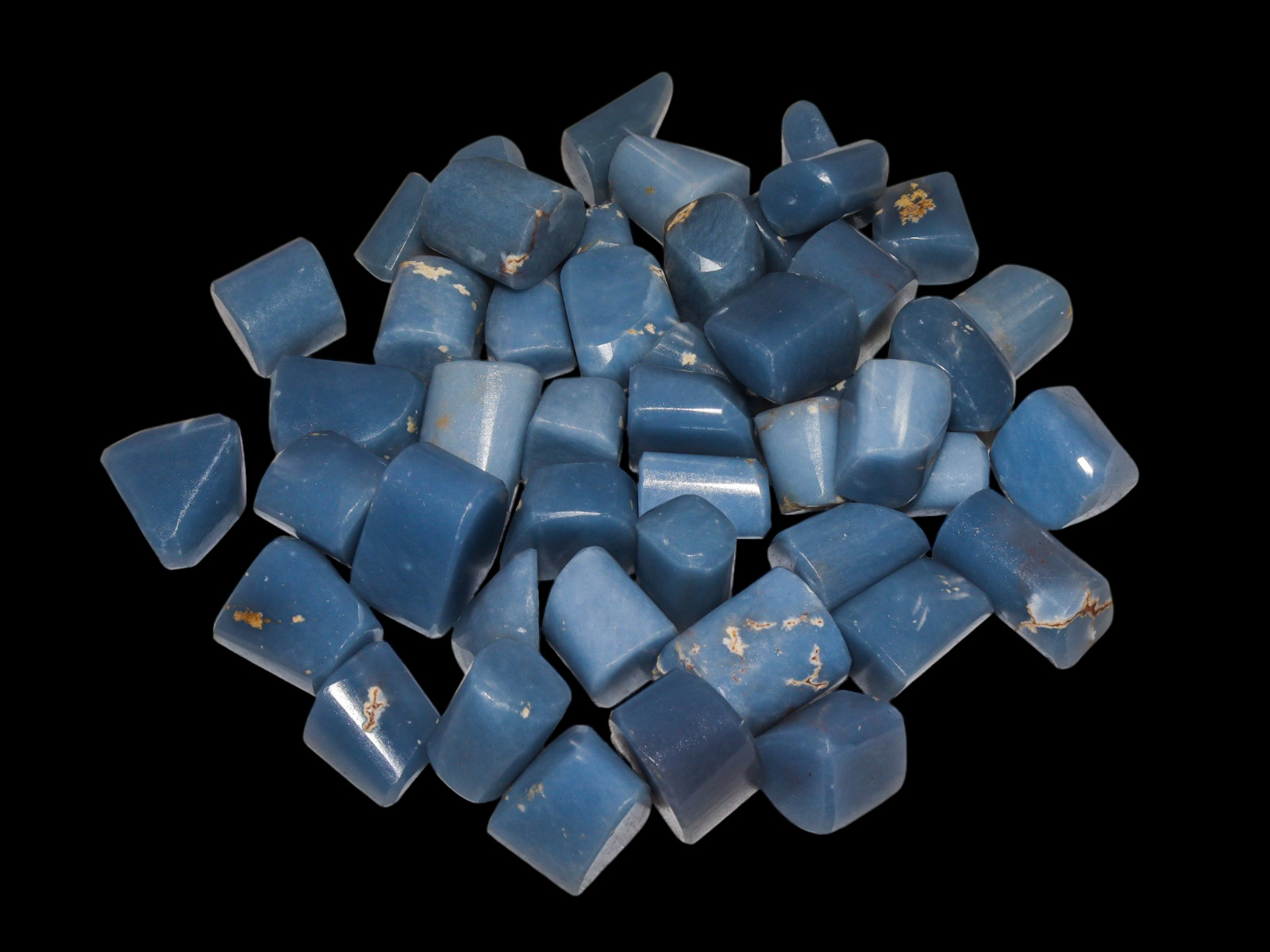 1kg Blue Angelite Crystal Tumbled Stones Peru Healing Chakra Gemstone Pebbles