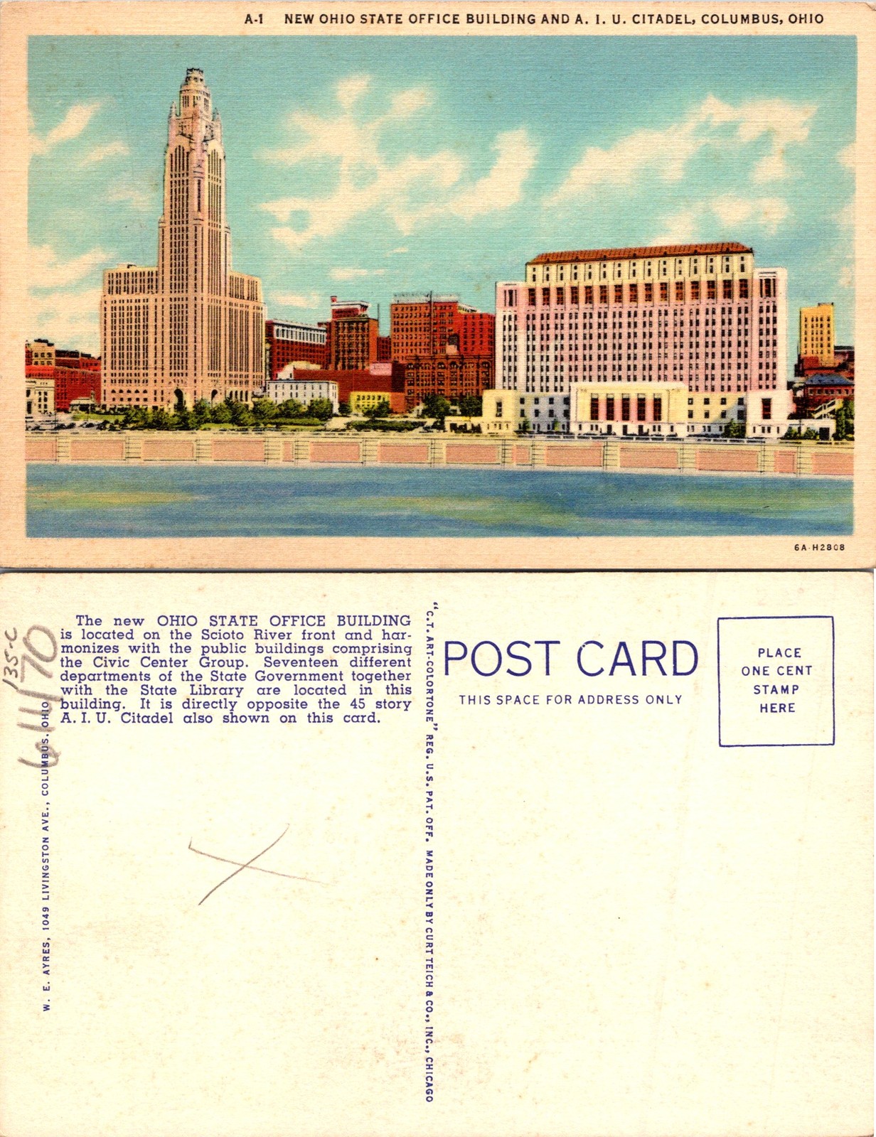 Columbus OH New Ohio State Office Building And A.I.U. Citadel Postcard 61470