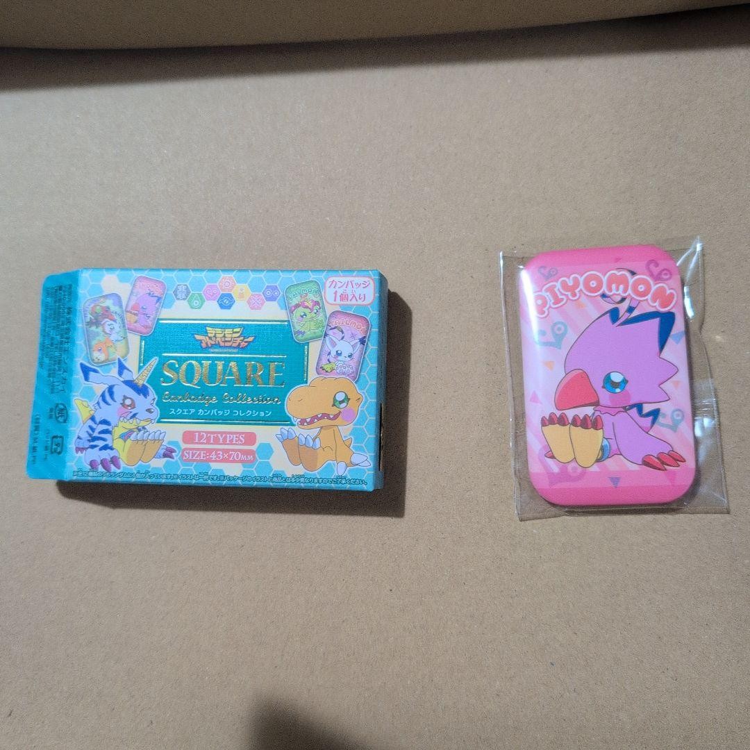 Biyomon Square Can Badge Collectible 43x70mm Used with Box