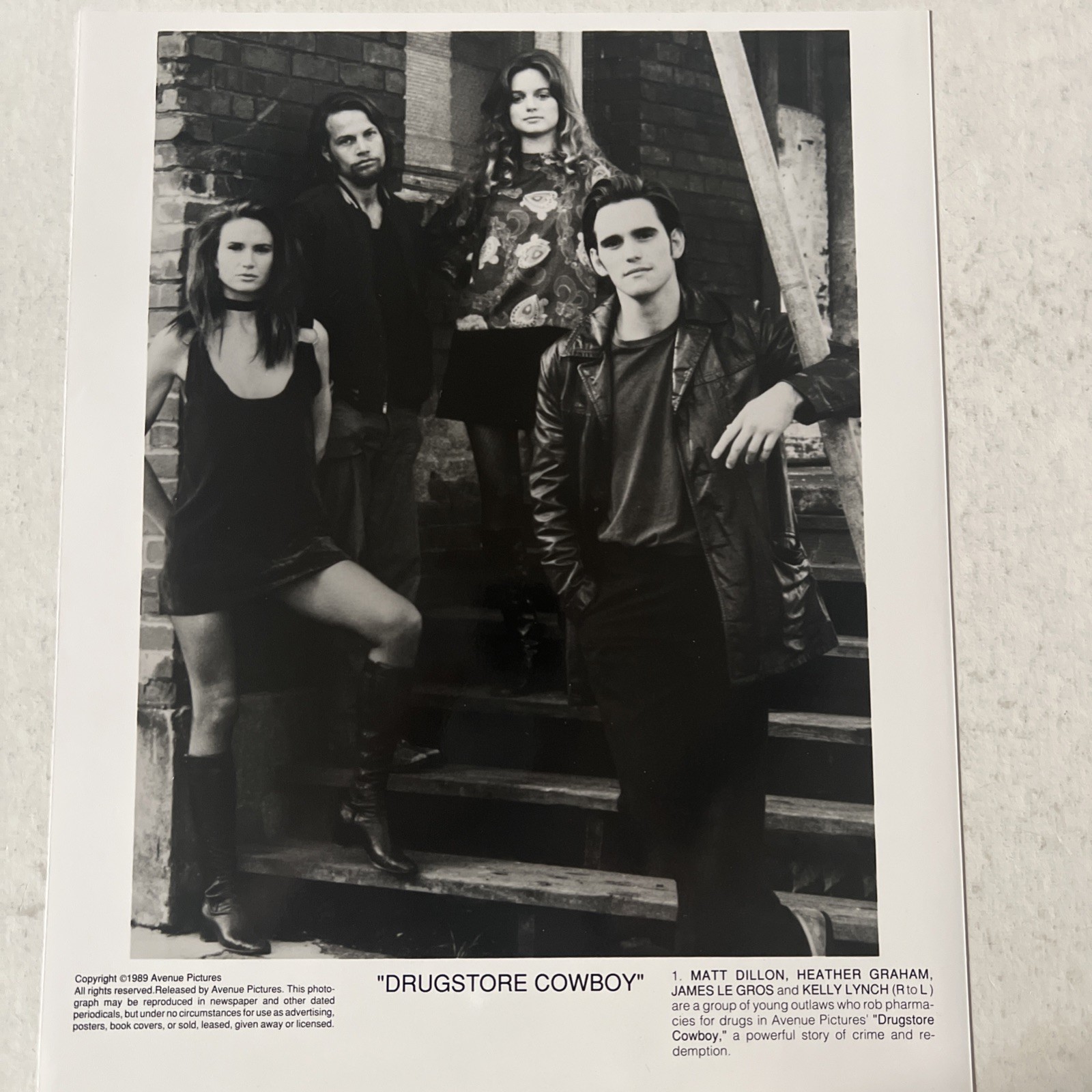 1990 Press Photo Matt Dillon, Heather Graham,m James Le Gros in Drugstore Cowboy