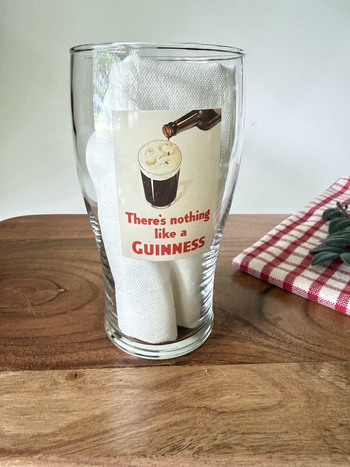 Guinness Beer Pint Glass There's Nothing Like a Guinness Retro Ad Harp
