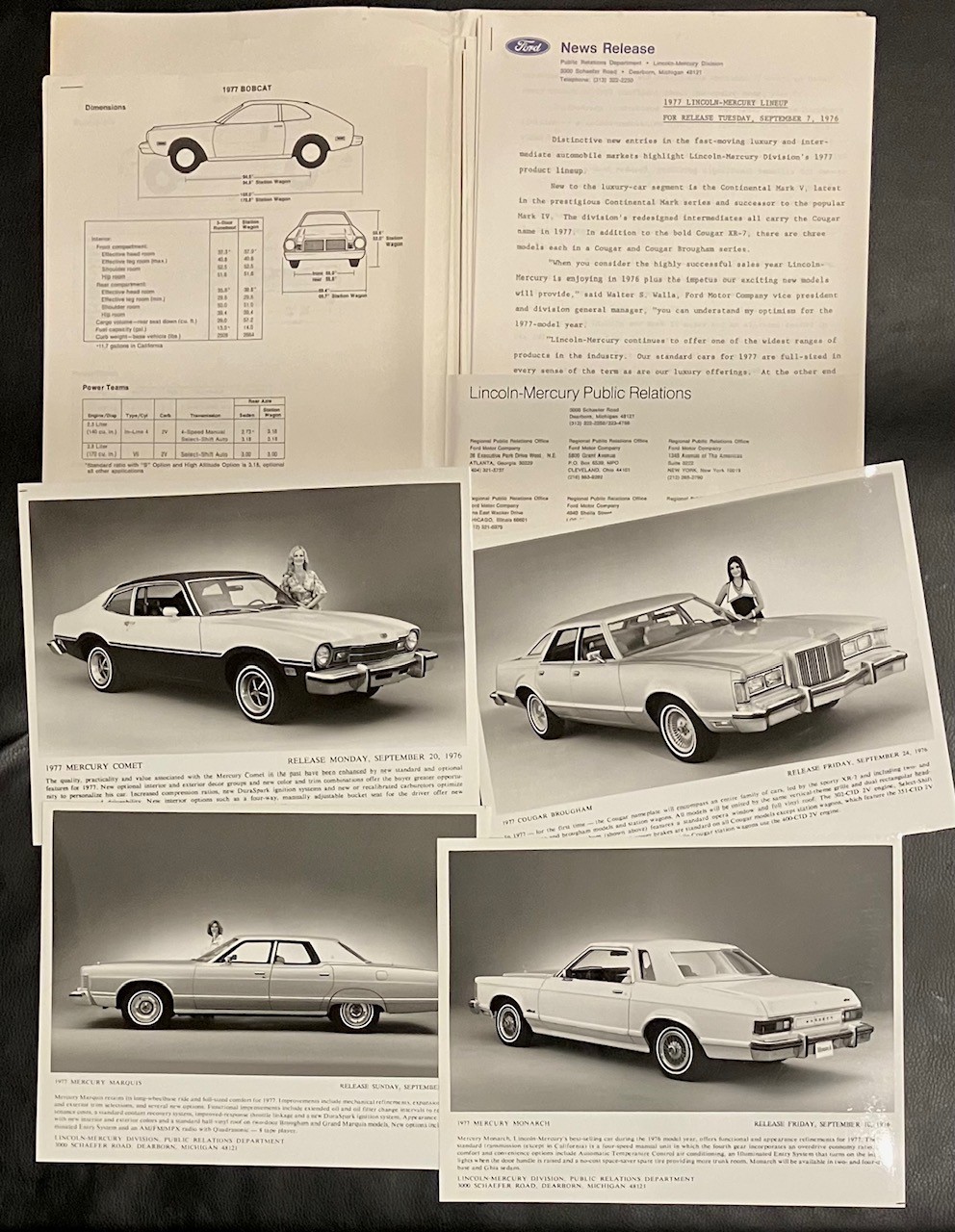 New Original Ford Lincoln Mercury 1974 Press Kit w/ 4 8X10 Photos Comet, Montego