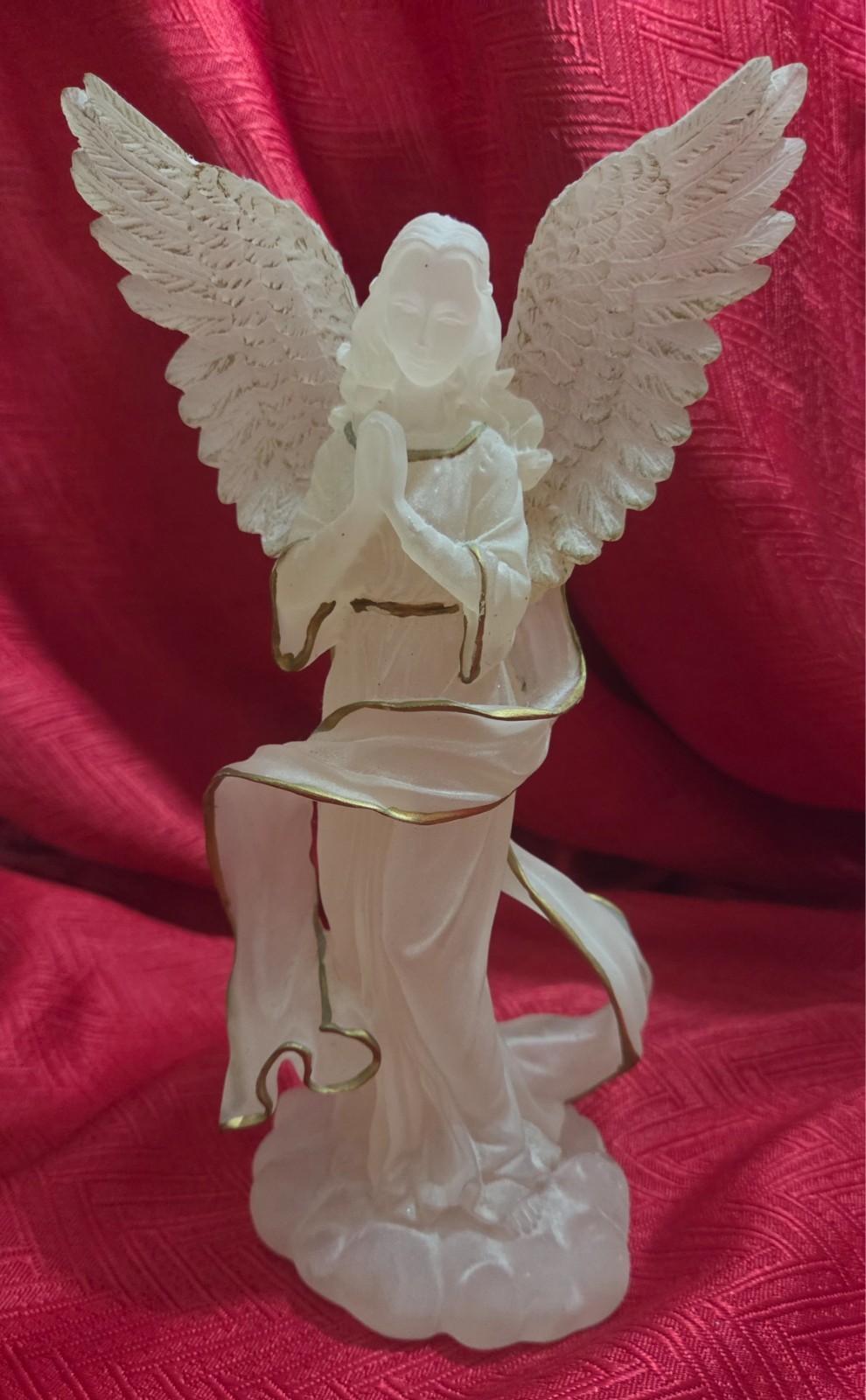 Vintage Acrylic Frosted Clear Winged Angel Figurine 5 Inches Tall