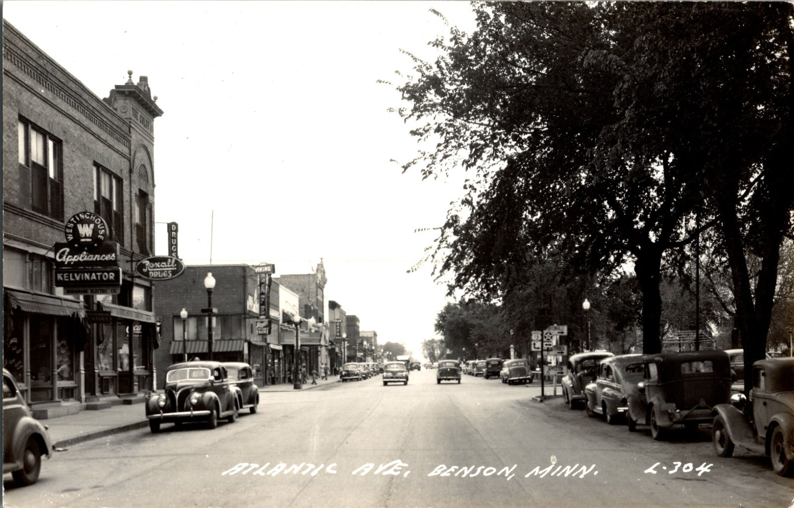RPPC Atlantic Avenue Benson Minnesota MN Real Photo Postcard Downtown Street