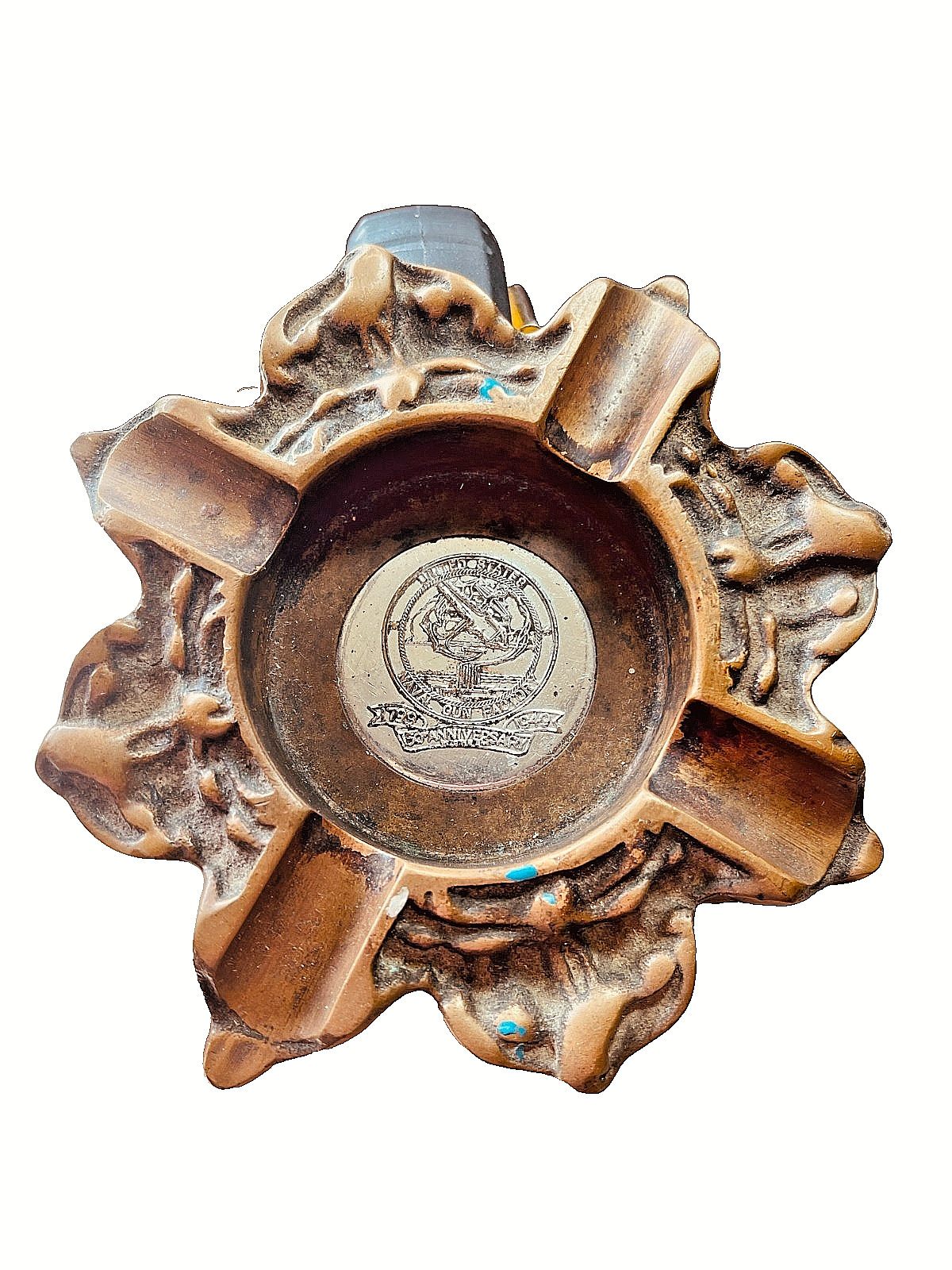 1949 Naval Gun Factory Bronze Ashtray – Washington Navy Yard 150th Anniversary