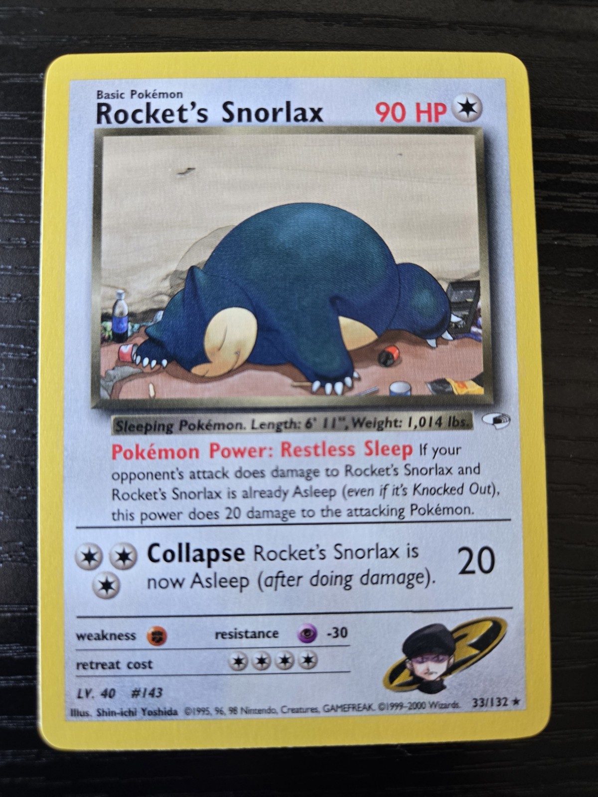 Rocket\'s Snorlax 33/132 R Gym Heroes Pokemon Unlimited LP