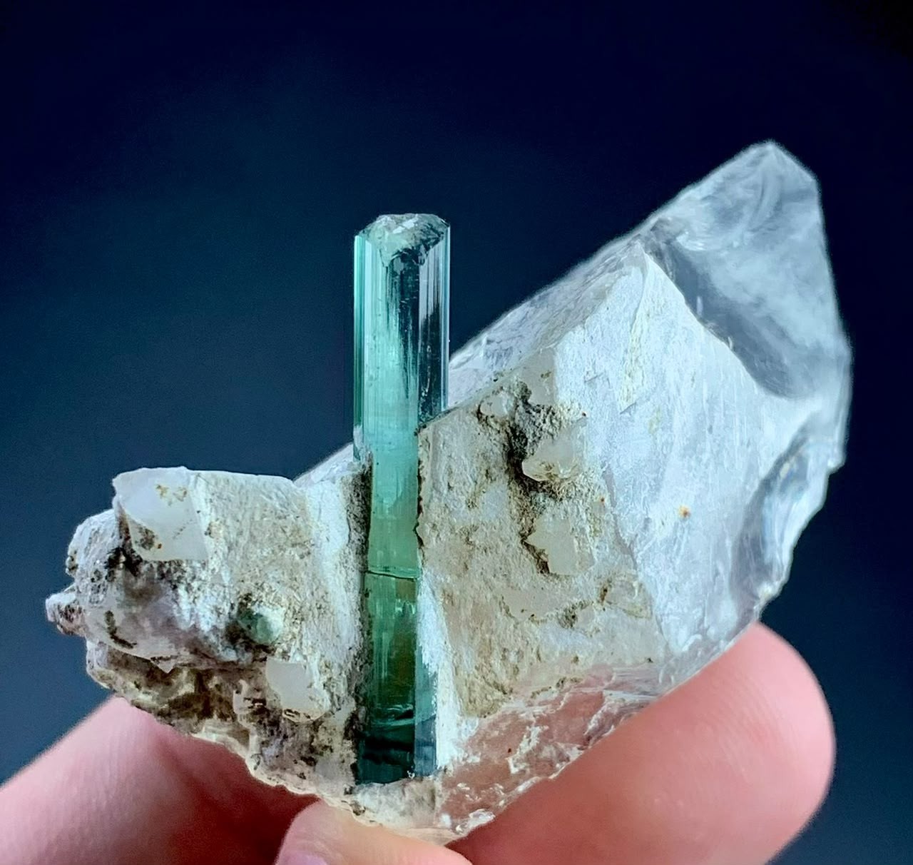 174 Carat Tourmaline Crystal On Quartz Specimen From Afghanistan