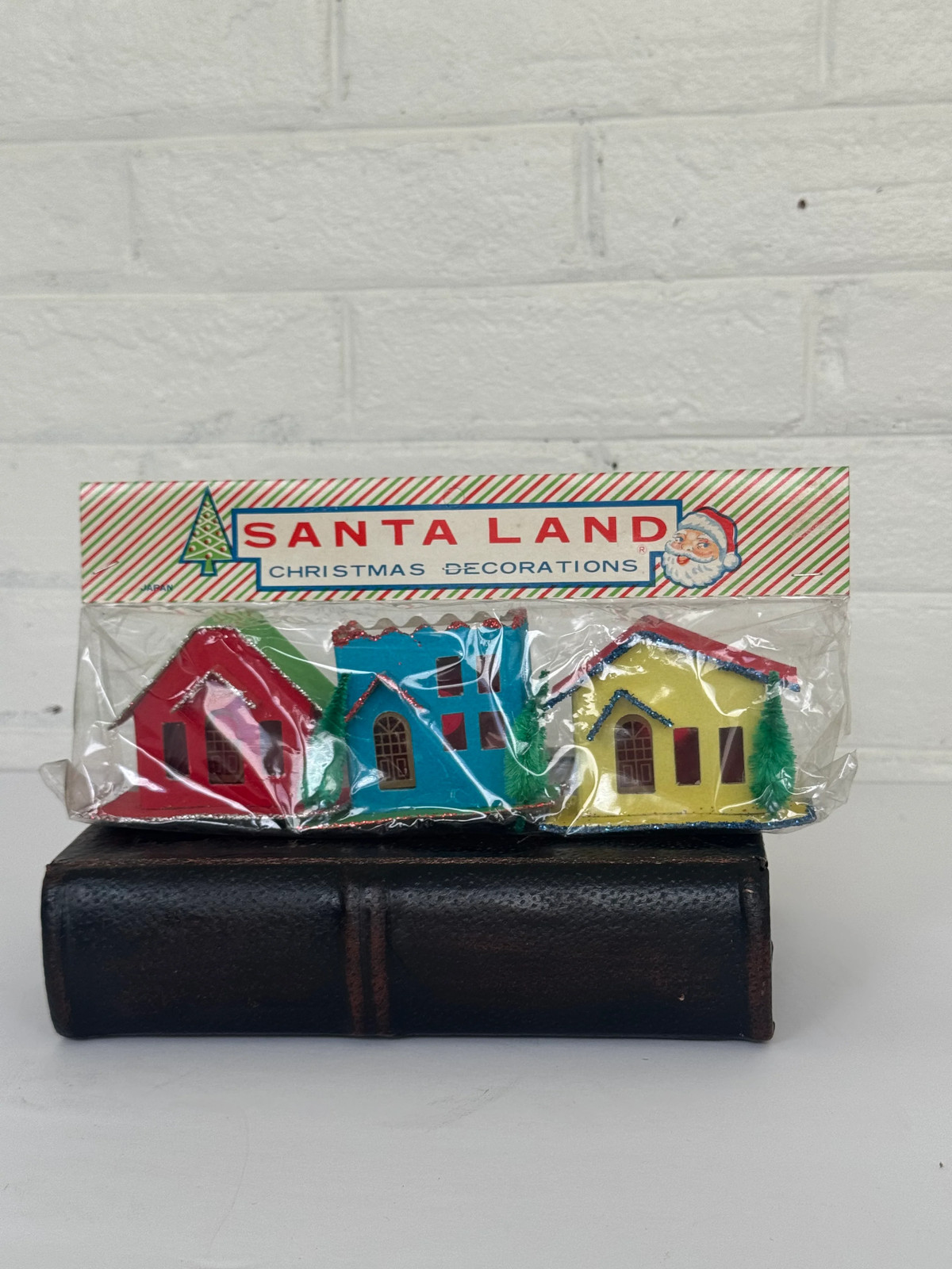 Vintage Santa Land Christmas Decoration Putz Houses Set of 3 – Made in Japan