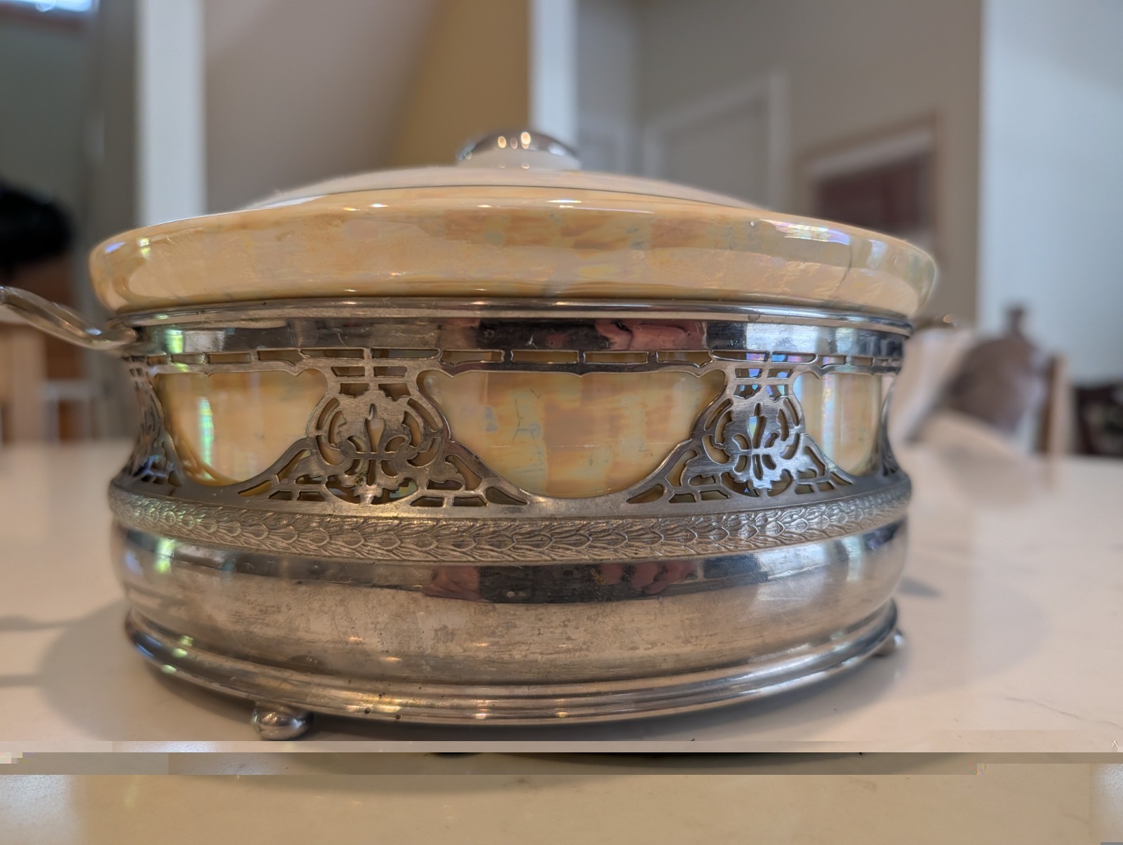 Vintage Royal Rochester Hand-Painted Ceramic Casserole with Lid & Holder