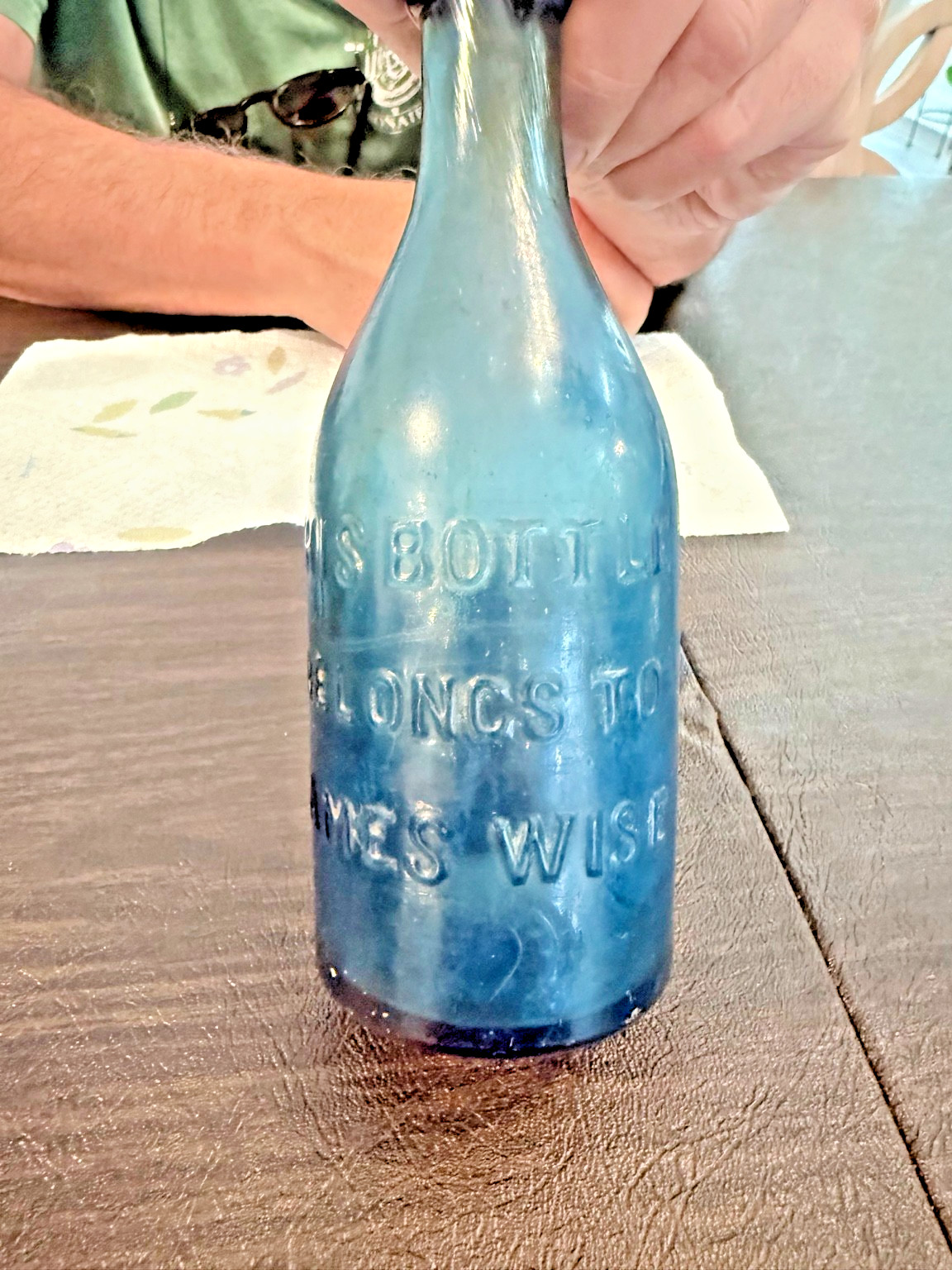 ANTIQUE COBALT BLUE J. WISE ALLENTOWN PA SODA BOTTLE EMBOSSED 1800s