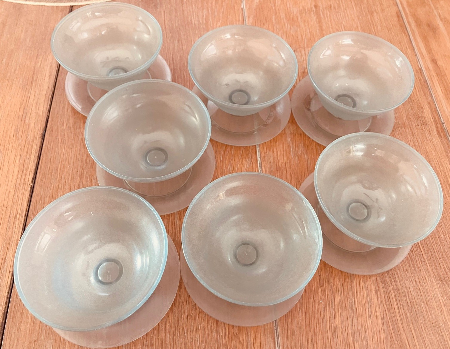 7 Vintage Tupperware 754 Smoke Grey Pudding Jello Dessert Cups with Lids