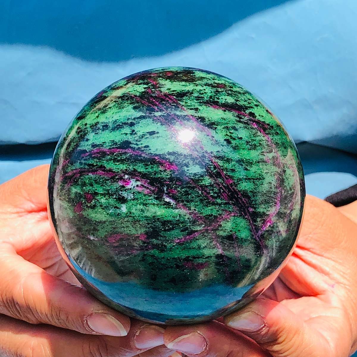 2 pieces 5.14LB Natural Red and Green Treasure Ball Quartz Crystal Healing 5169