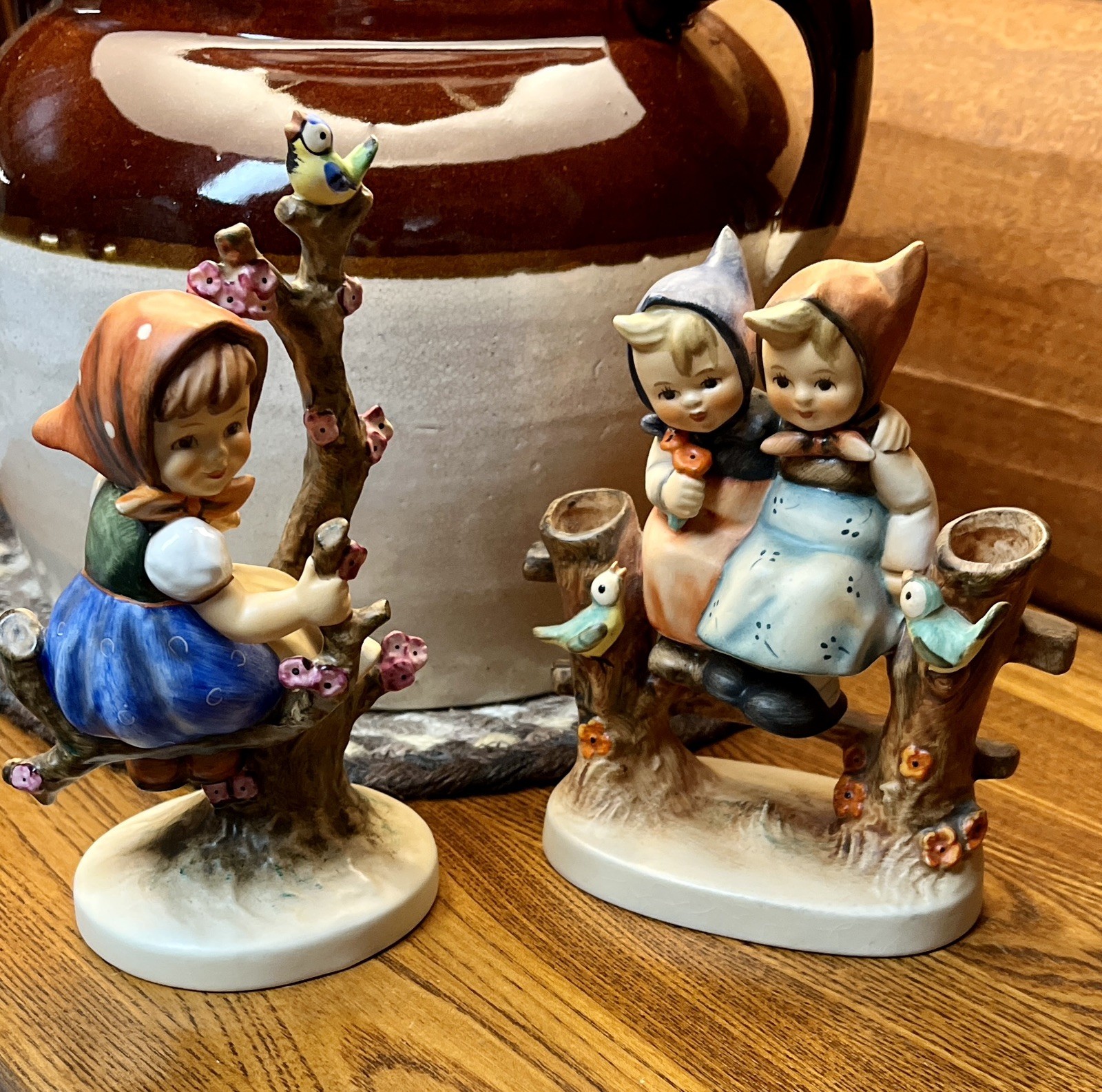 M.J. Hummel Coquettes 179 TMK-3 and Apple Tree Girl Goebel W Germany Lot of 2