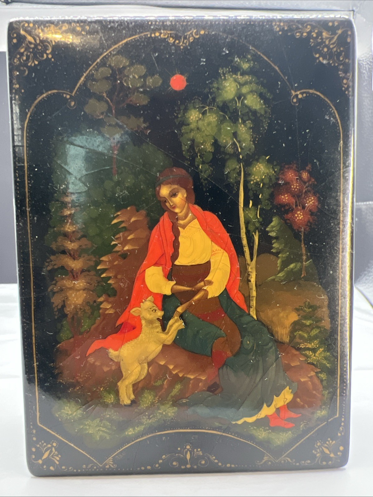 Vintage 1978 Russian Lacquer Box Palekh Alenushka Signed USSR Fairy Tale Papier
