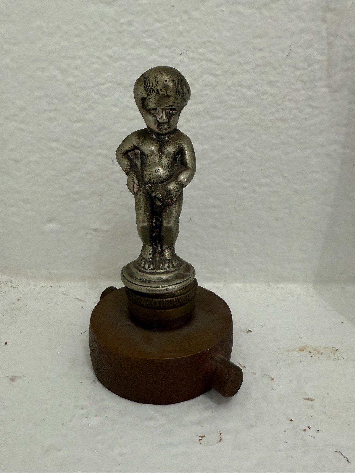 Vintage Metal Manneken Pis Mascot Automotive Radiator Cap Circa 1930s-1950s