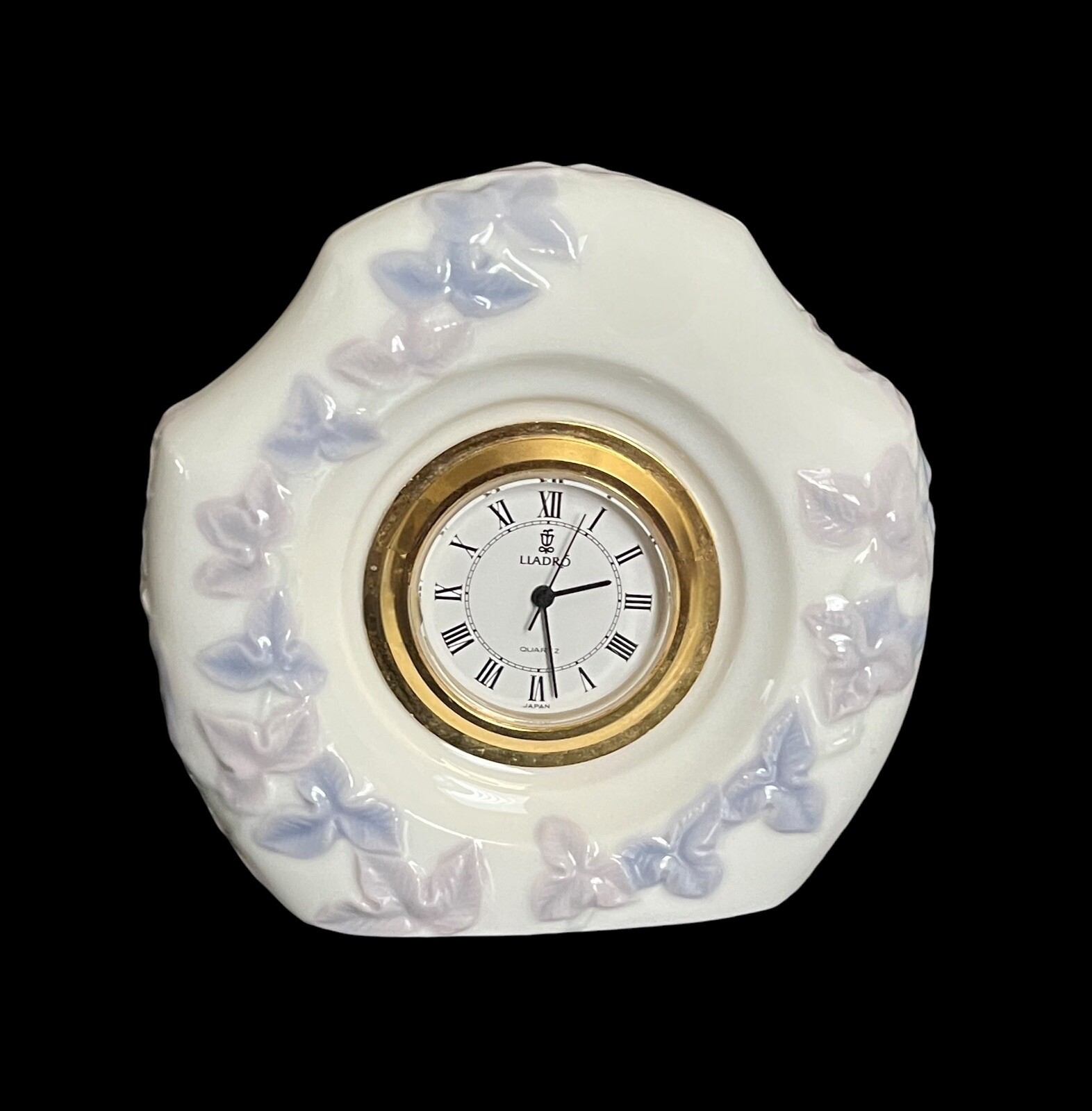 Vintage 1989 Lladro Porcelain Miniature Floral Mantel Clock Rare Collectible