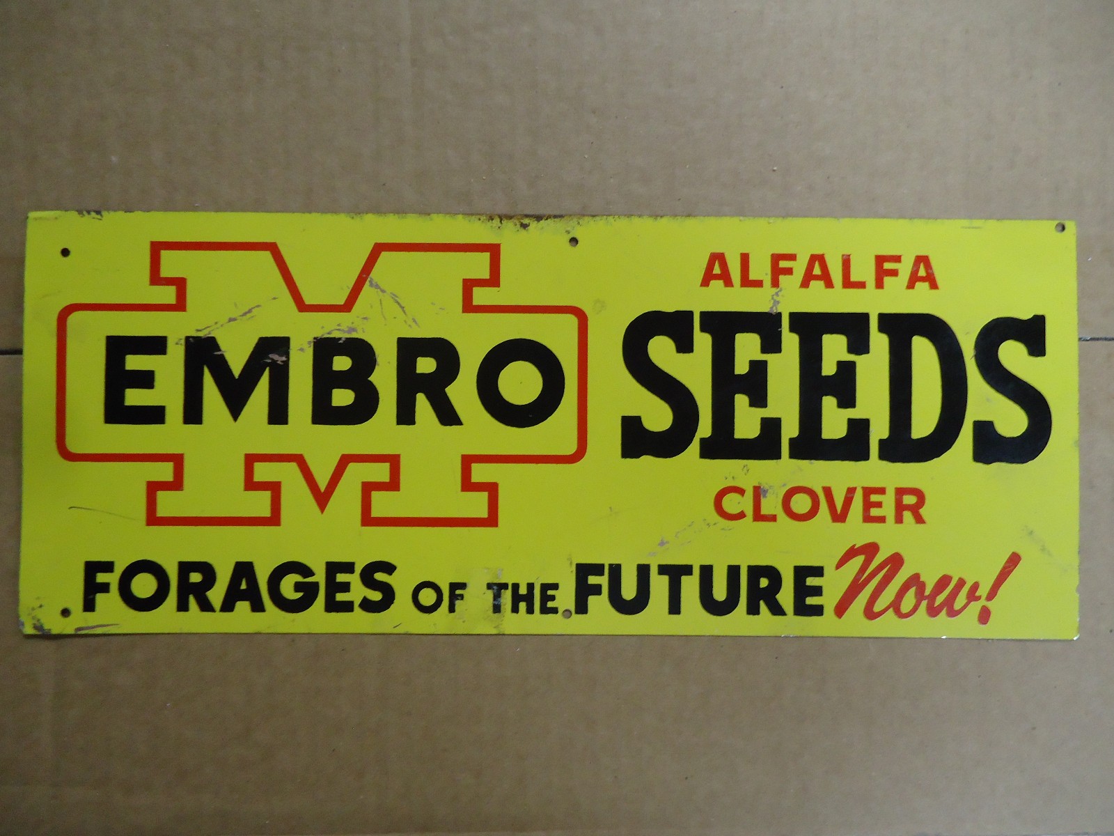 Antique Vintage Original TIN SIGN EMBRO SEEDS  Advertising  15
