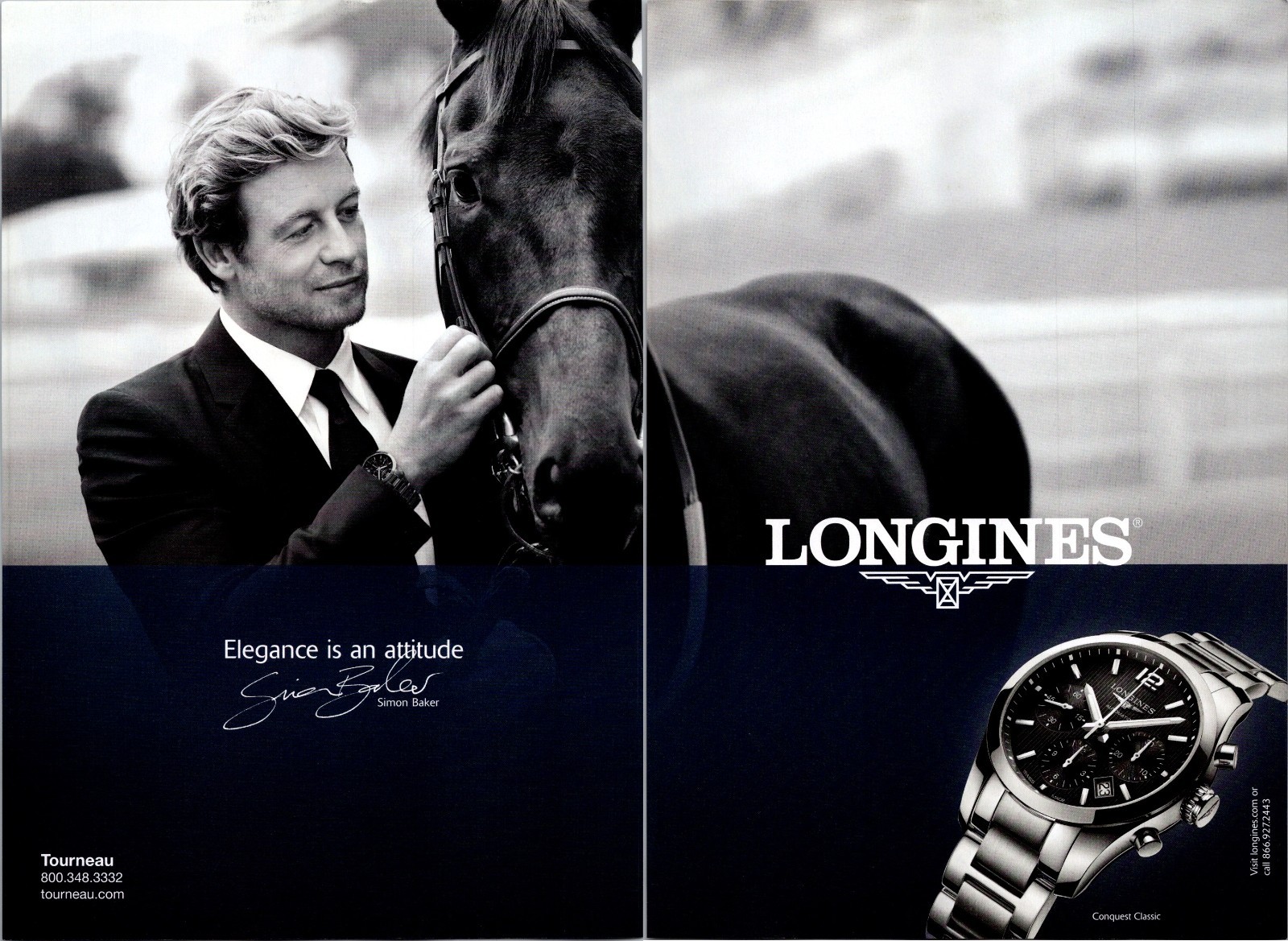2013 • Longines Watch Simon Baker • 2 page  print ad • 2000s Fashion  EA.07