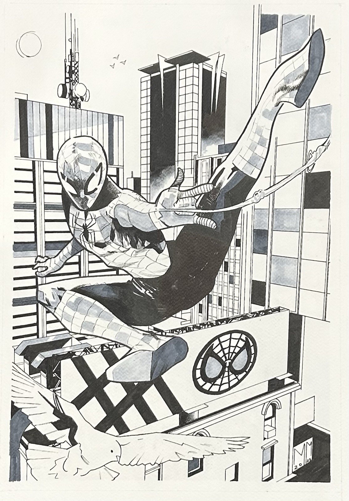 SPIDER-MAN Original Comic Art By Marco Mercuri A3 11.7x16.5 MARVEL