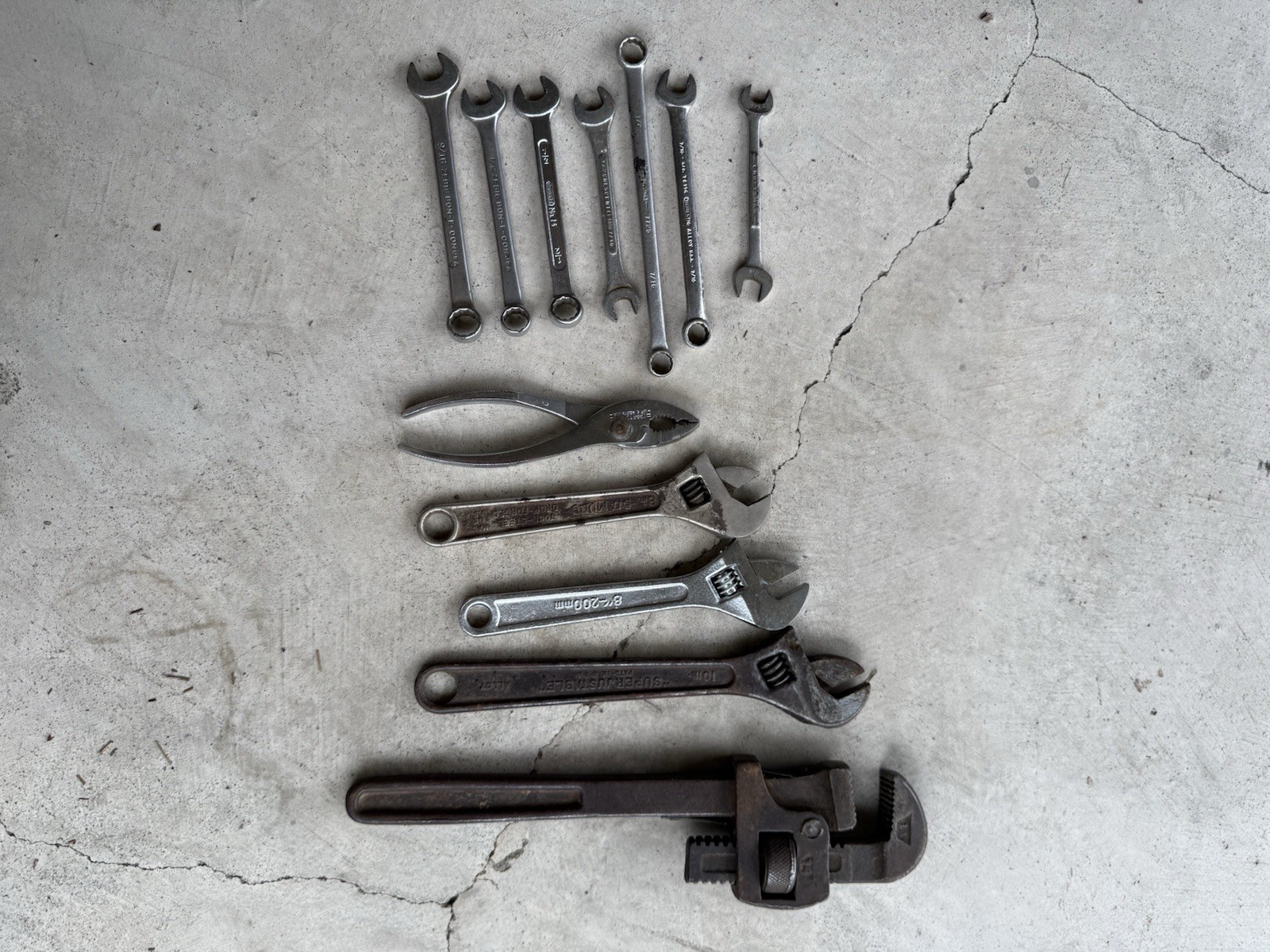 Vintage Hand Tools Wrenches Pipe Wrench Craftsman Combination Box End Adjustable