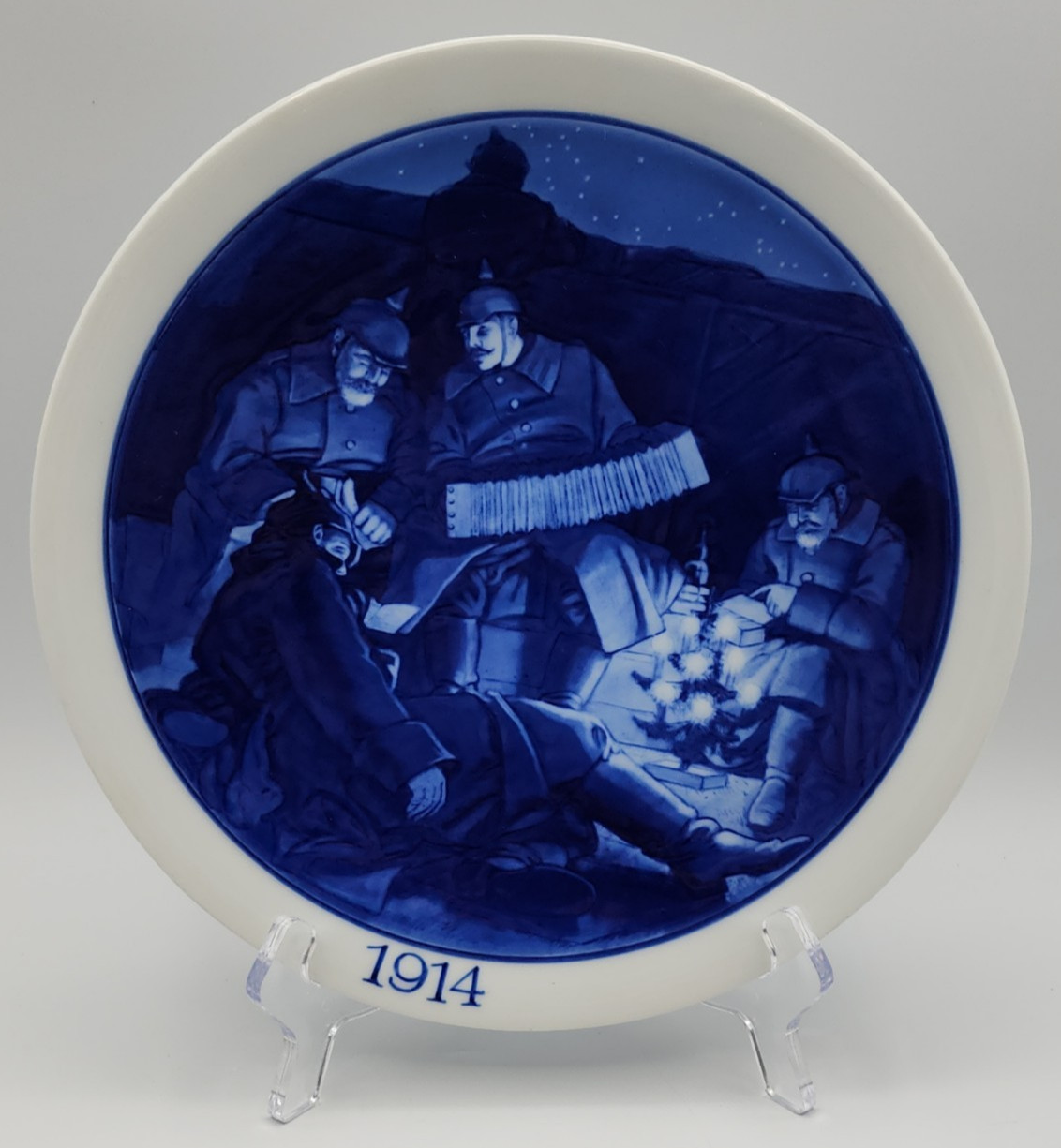 Meissen Wall Plate 1914 Christmas in the Trenches WWI Soliders 10