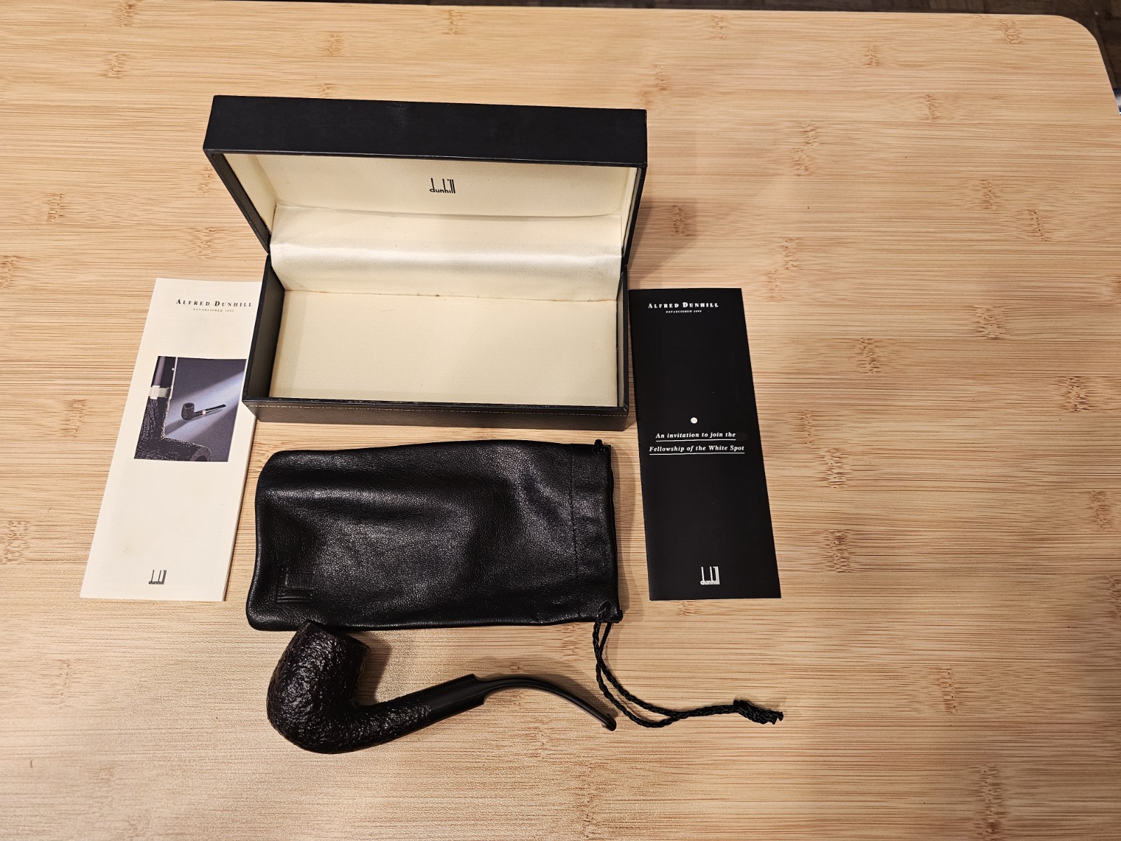 1990 Dunhill 4202 Shell Briar, Unsmoked With Box, Leather Pouch and Paperwork