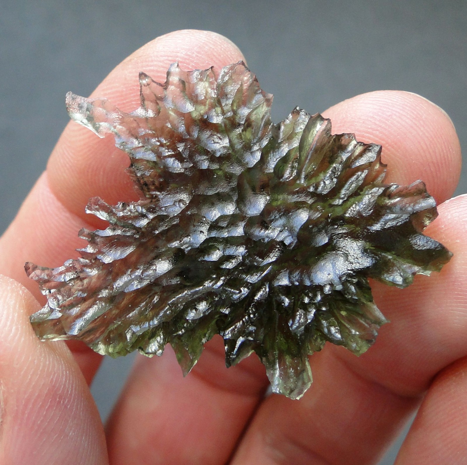 33.5ct Green MOLDAVITE -  Top  HEDGEHOG - Czech Republic, BESEDNICE 