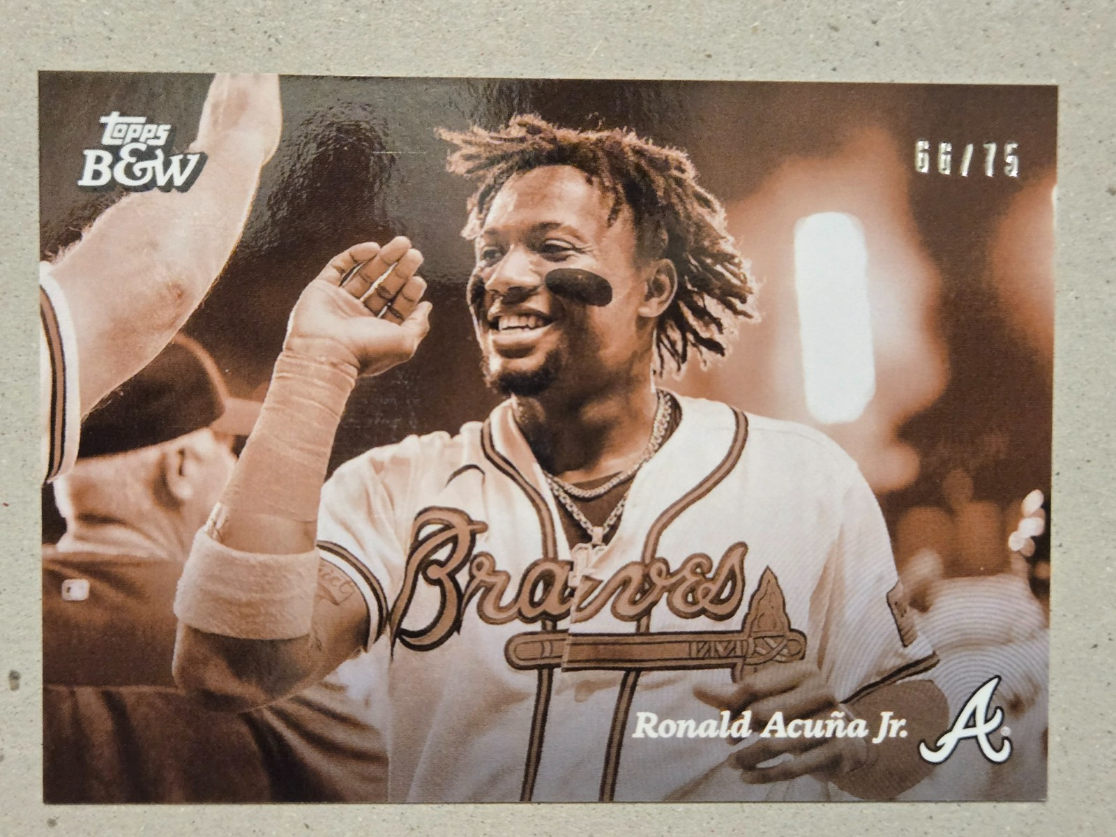 2023 Topps Black & White #38 Ronald Acuna Jr. Sepia /75