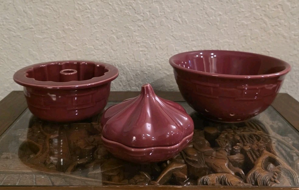 Longaberger Woven Traditions Set Colander Garlic Bundt In Paprika 3 Pieces NWOB