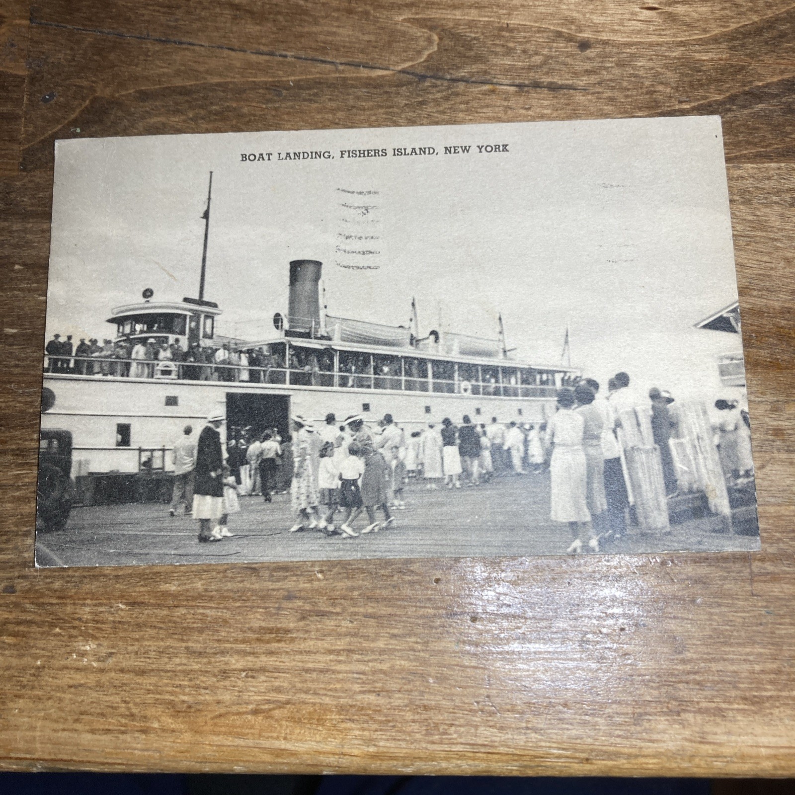 Vintage Postcard Boat Landing, Fishers Island, NY 1938 Posted