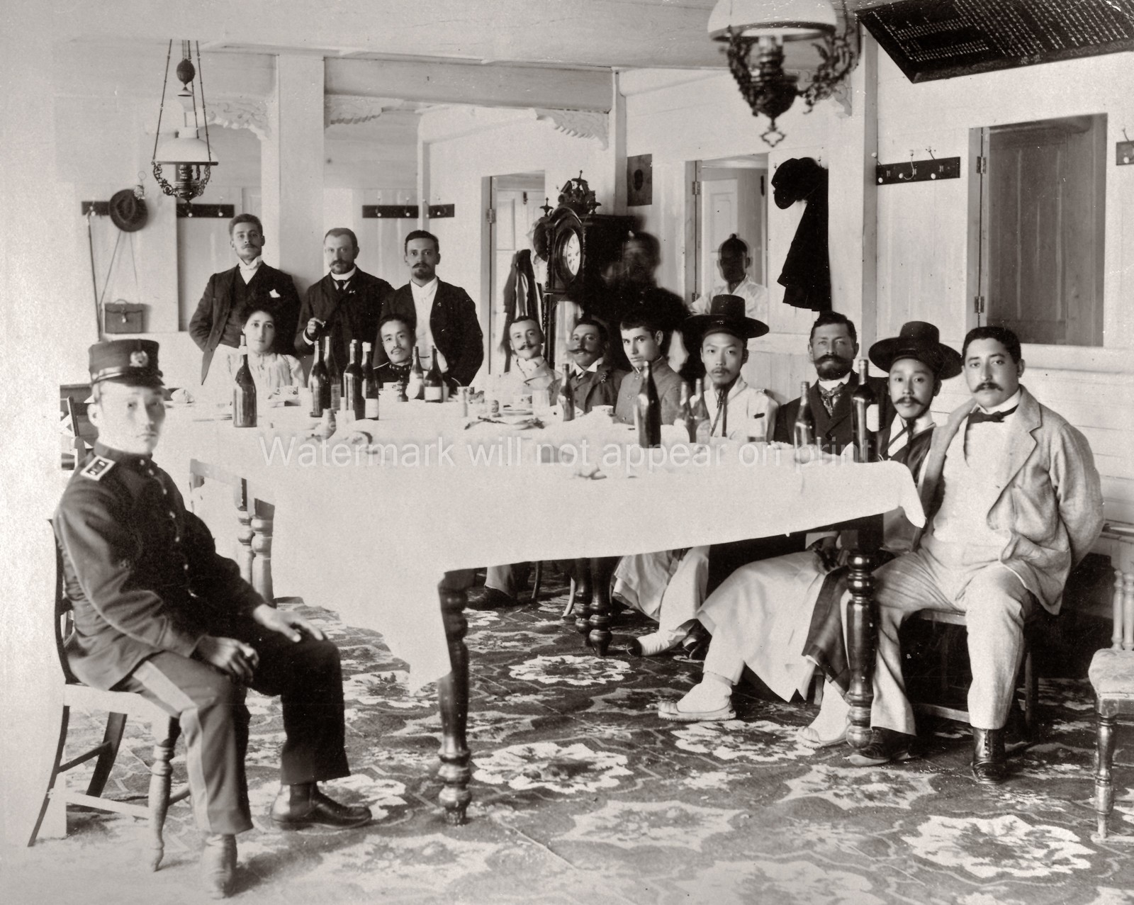 Seoul Korea French Korean Businessmen Dinner Party Meeting Vtg. Photo 20thC.